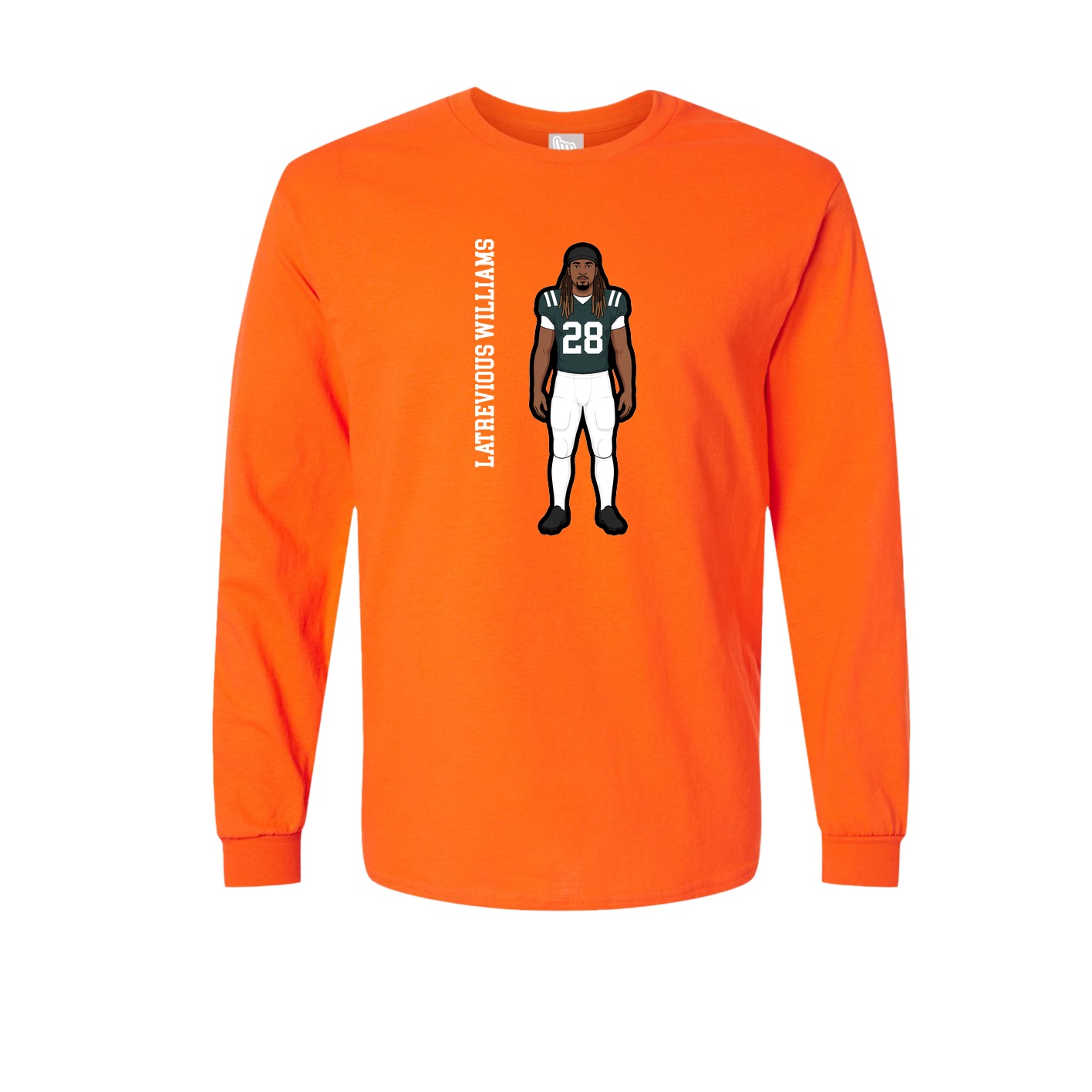 Long Sleeve Tee — Name Vertical in Orange