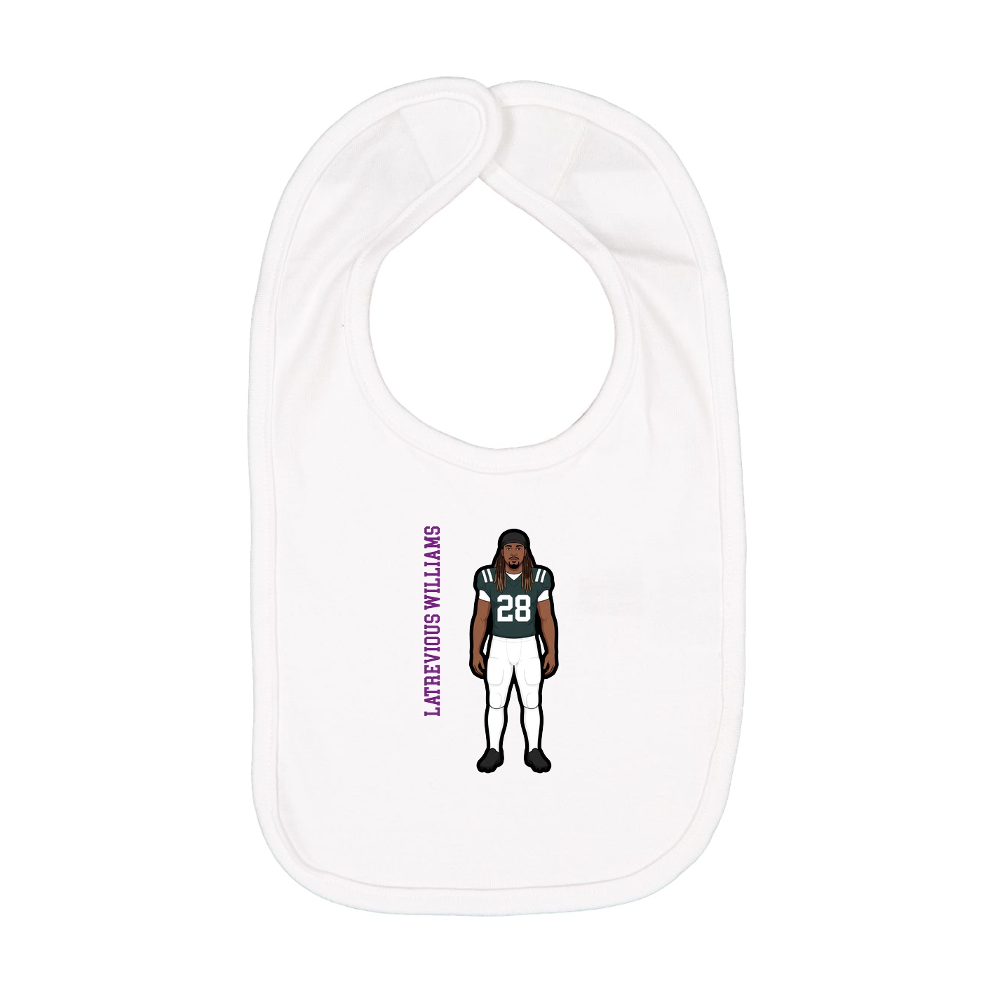 Infant Bib — Name Vertical in White