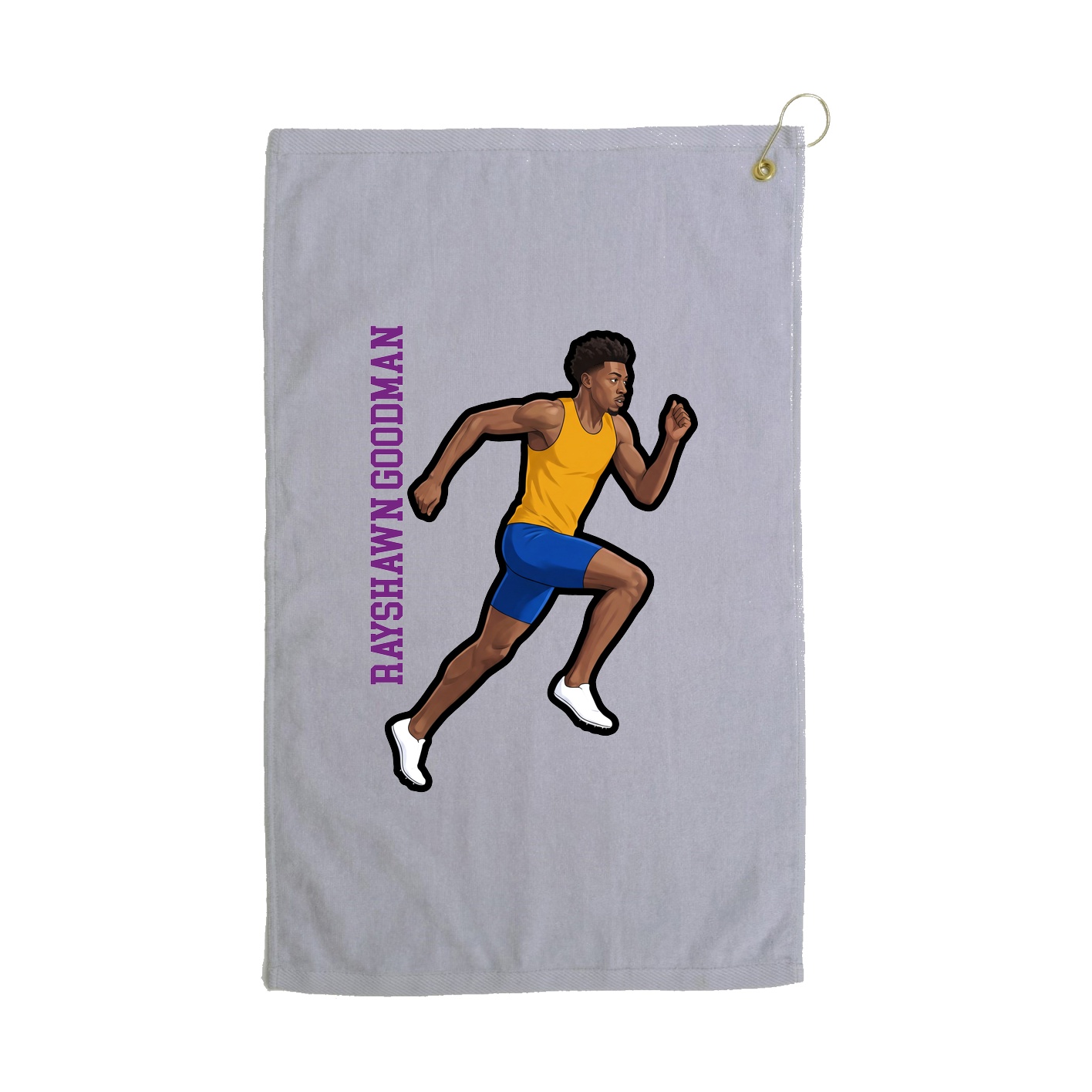 Golf Towel — Name Vertical in Grey