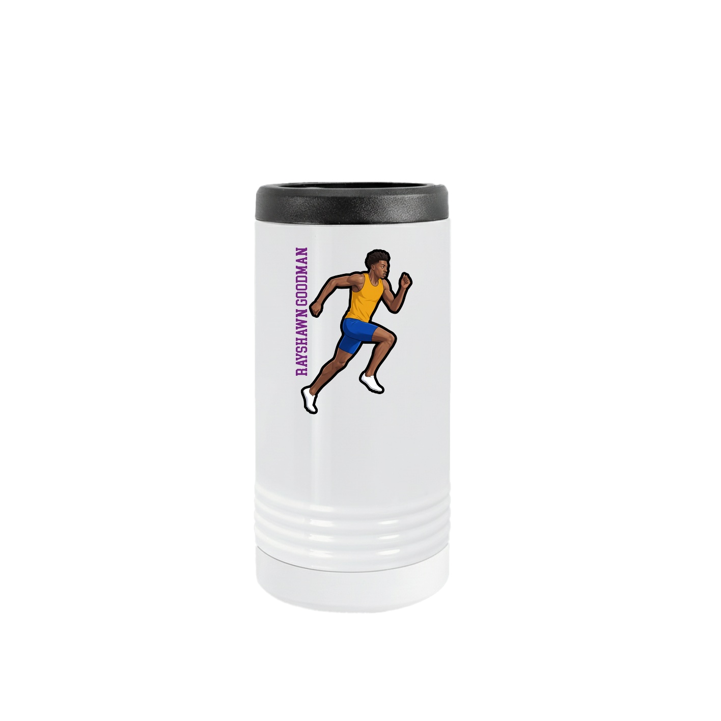 Slim Beverage Holder — Name Vertical in White
