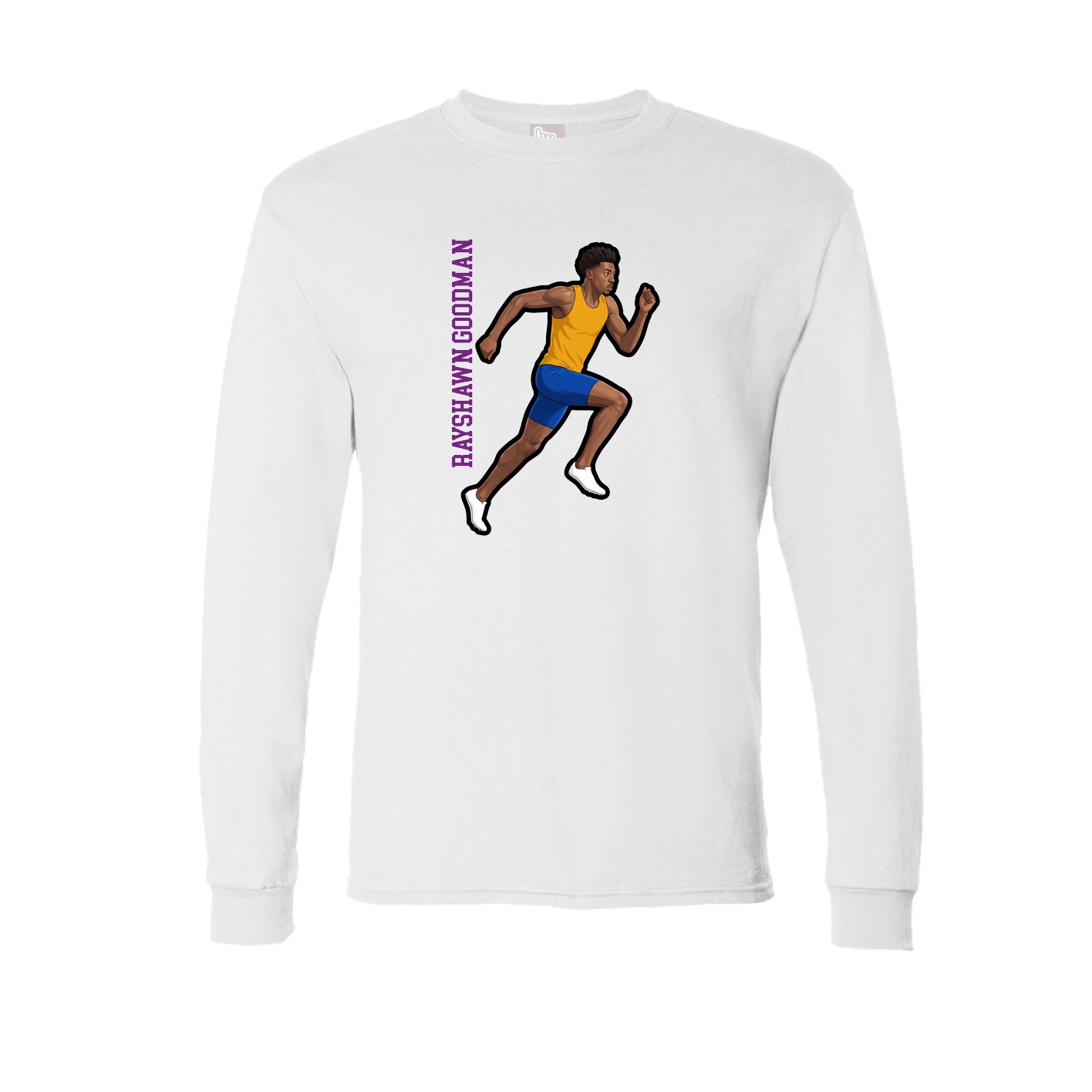 Long Sleeve Tee — Name Vertical in White