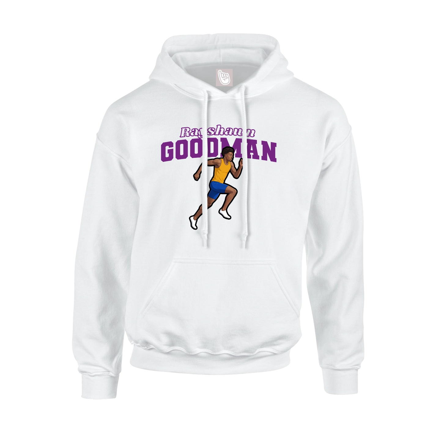 Youth Hoodie — Name Arch in White