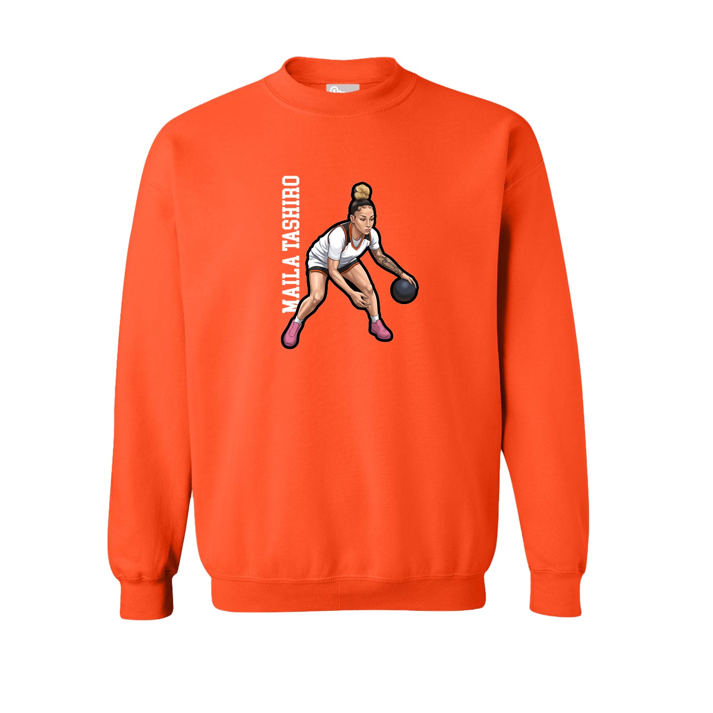 Fleece Crew — Name Vertical in Orange