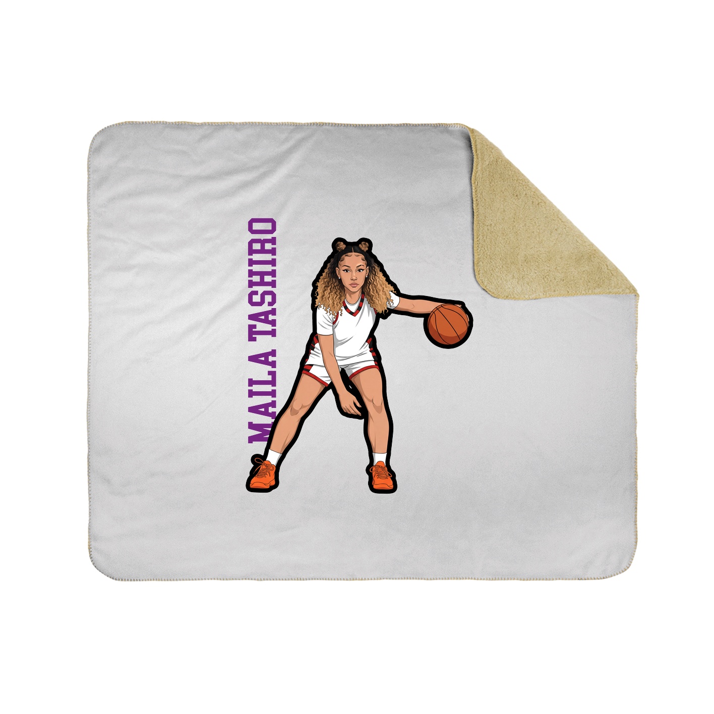 Throw Blanket — Name Vertical in White