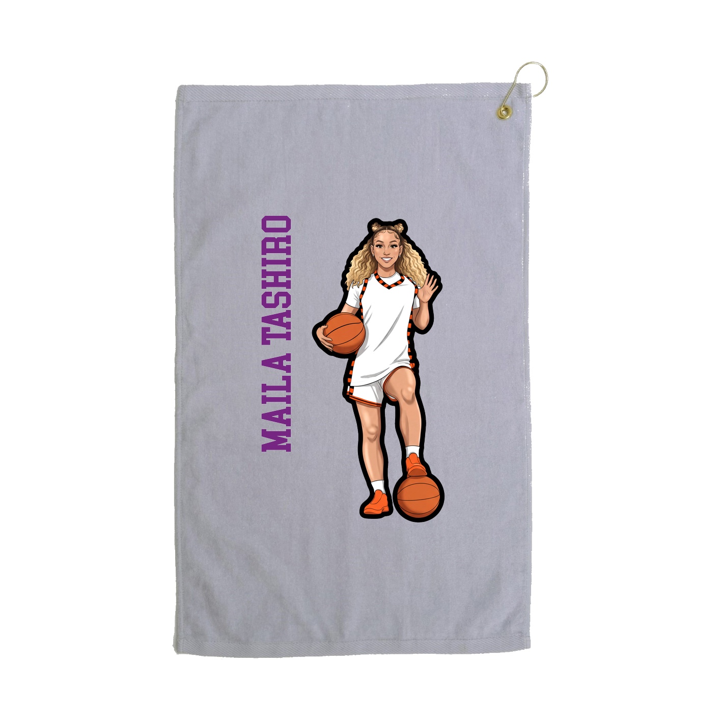 Golf Towel — Name Vertical in Grey