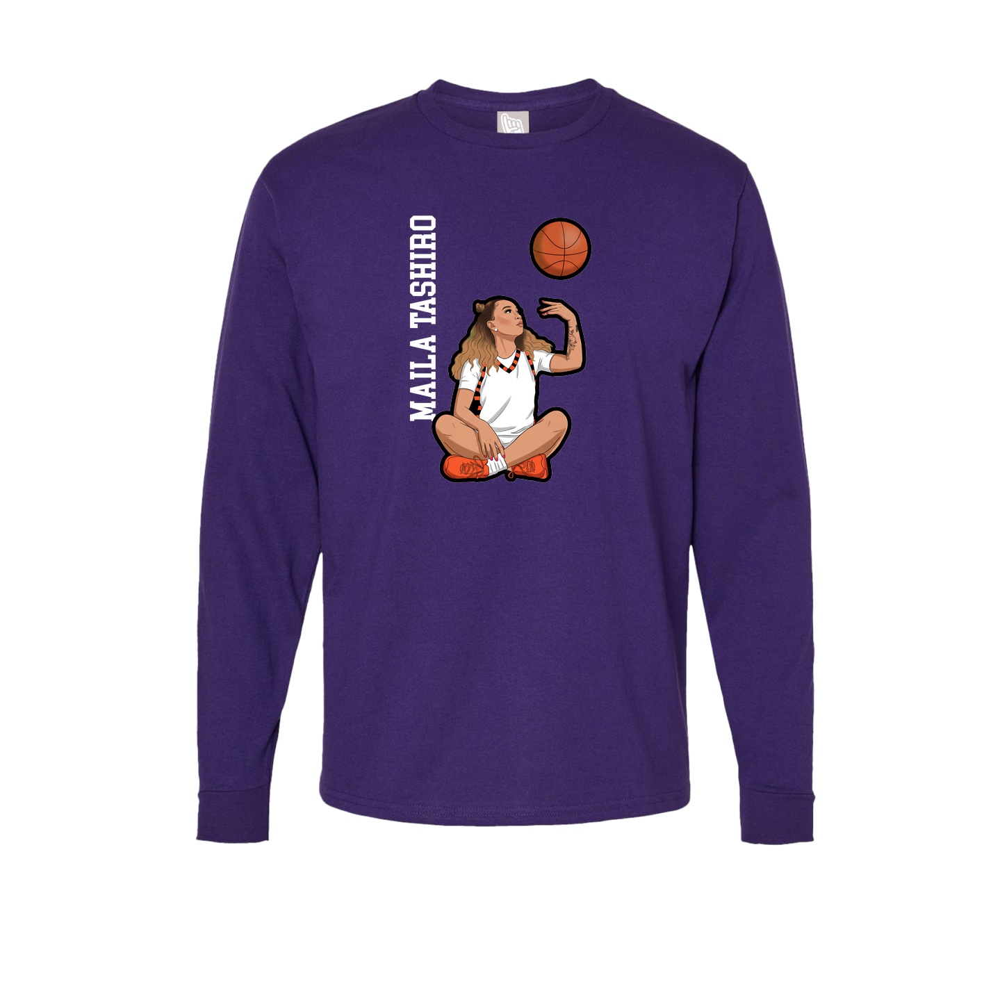 Long Sleeve Tee — Name Vertical in Purple