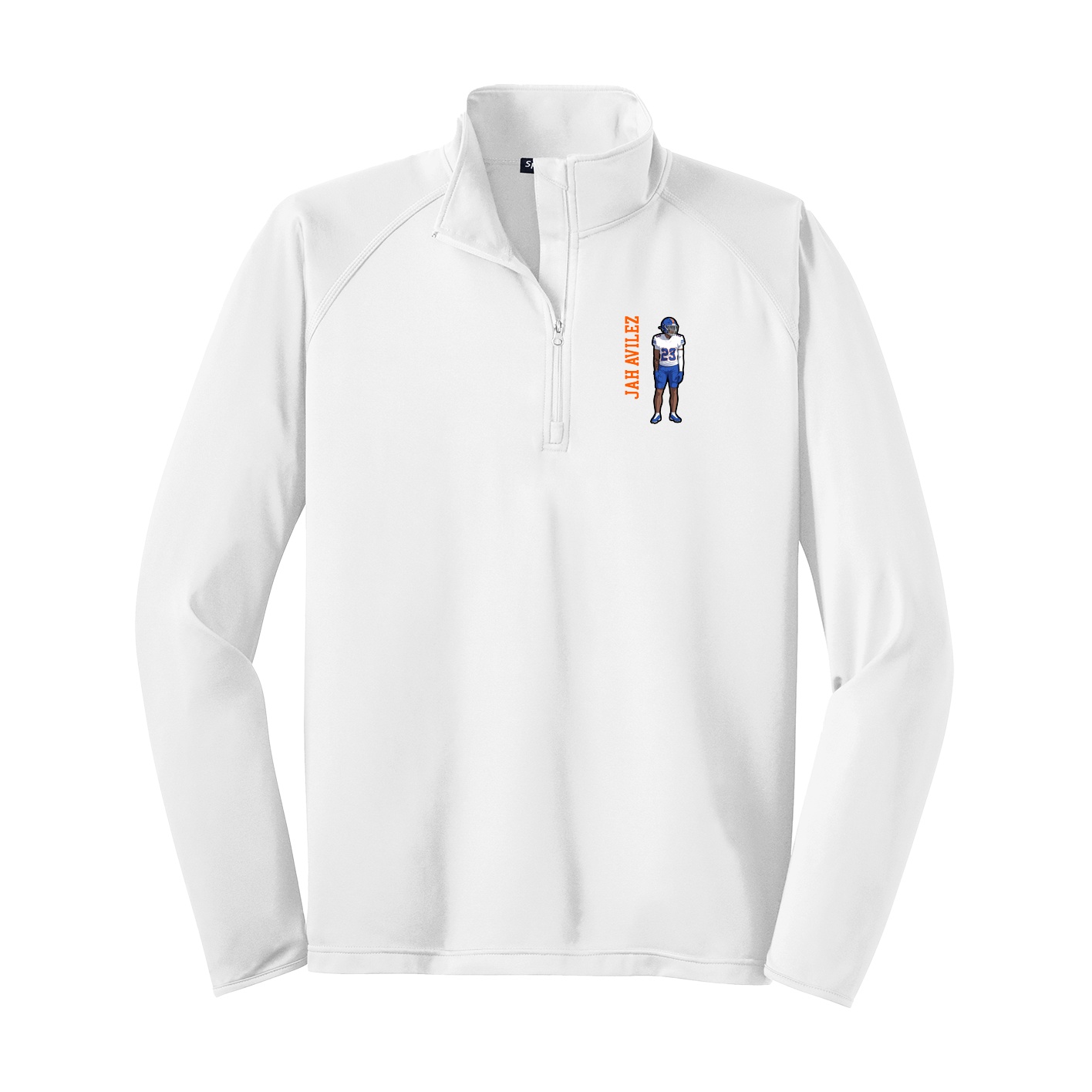 Q-Zip Pullover — Name Vertical in White