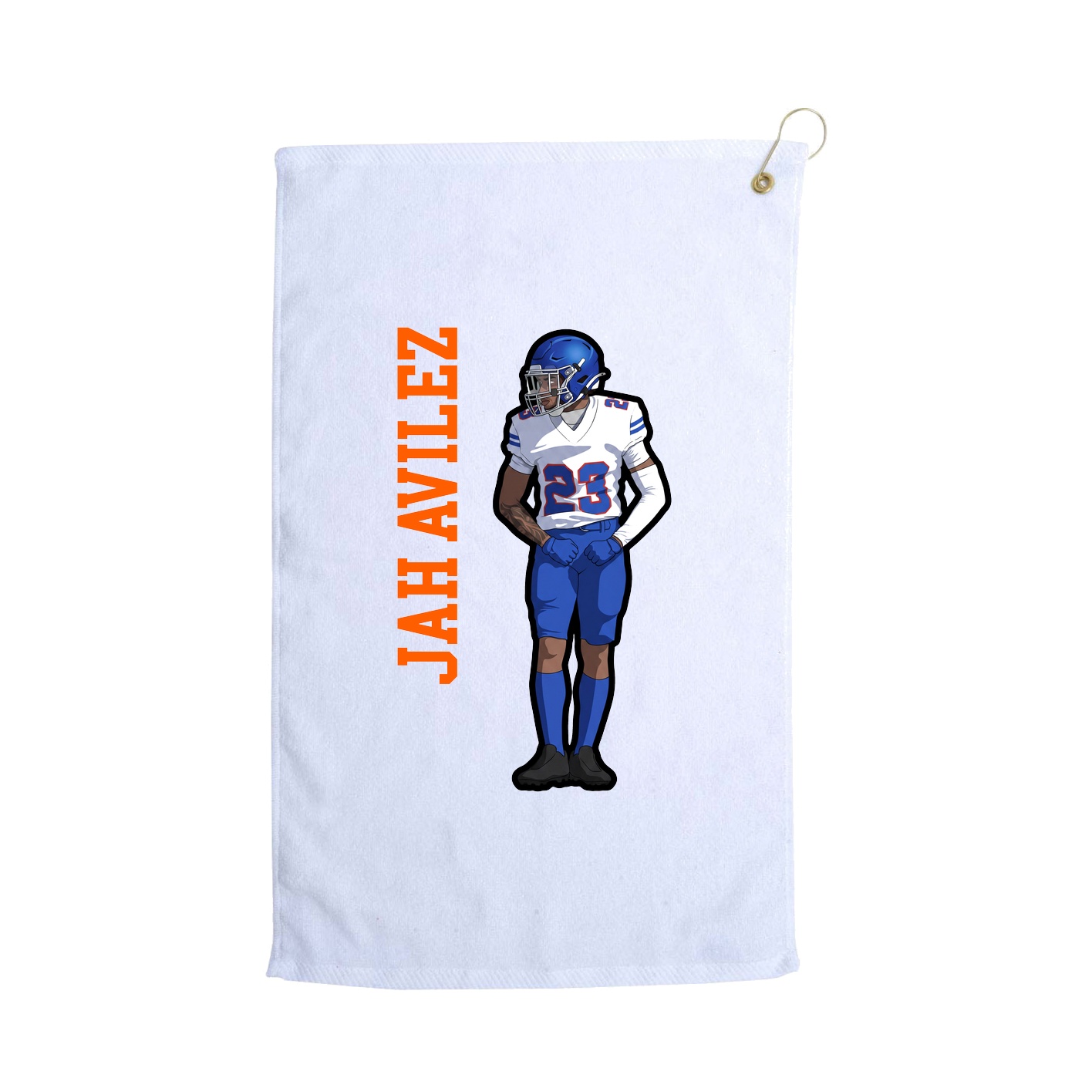 Golf Towel — Name Vertical in White