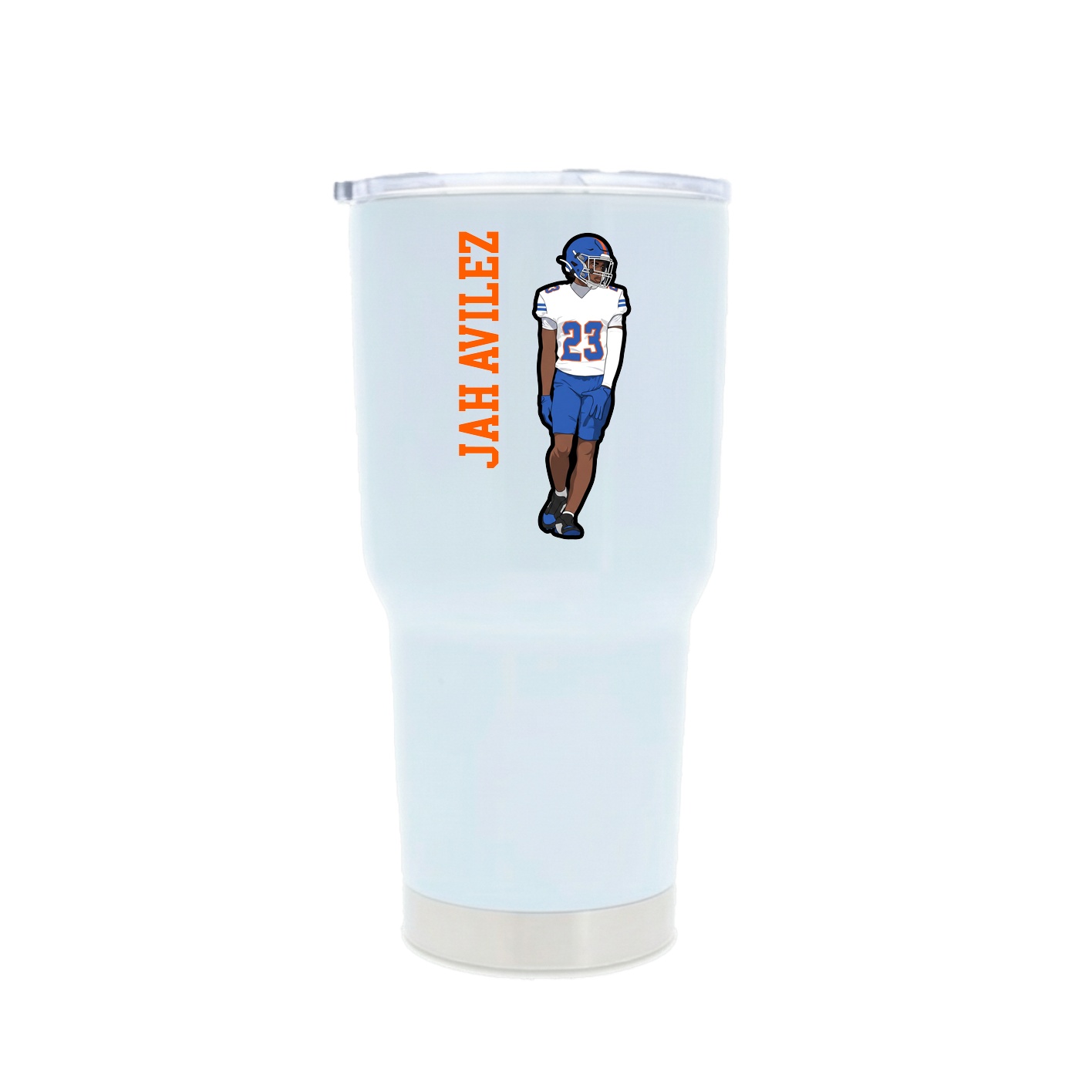 30oz Stainless Steel Tumbler — Name Vertical in White