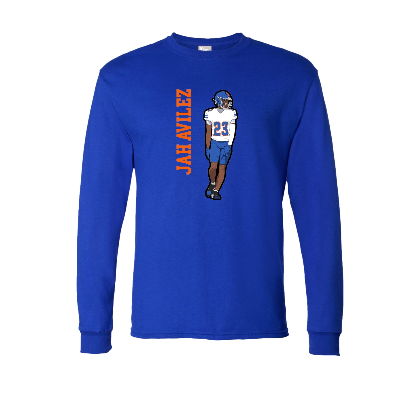 Long Sleeve Tee — Name Vertical in Royal
