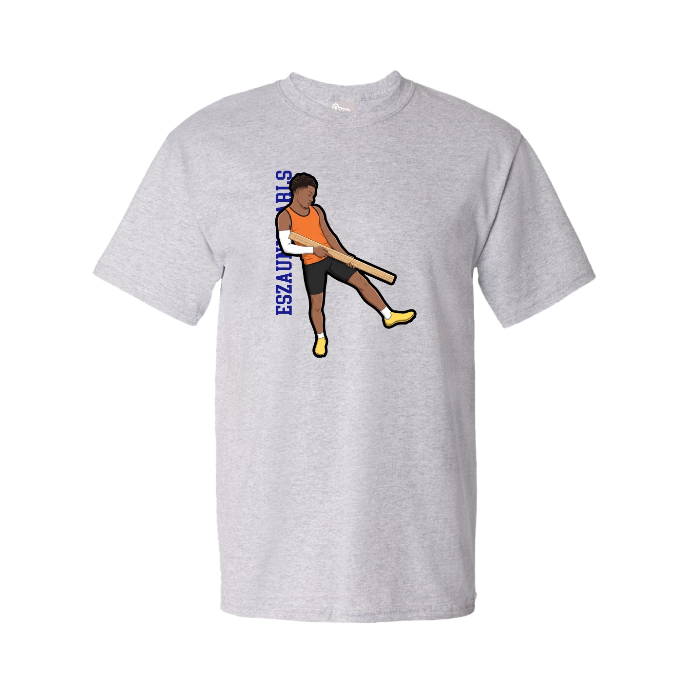 Youth Tee — Name Vertical in Grey
