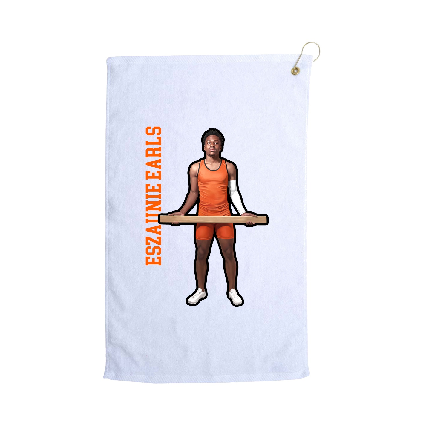 Golf Towel — Name Vertical in White