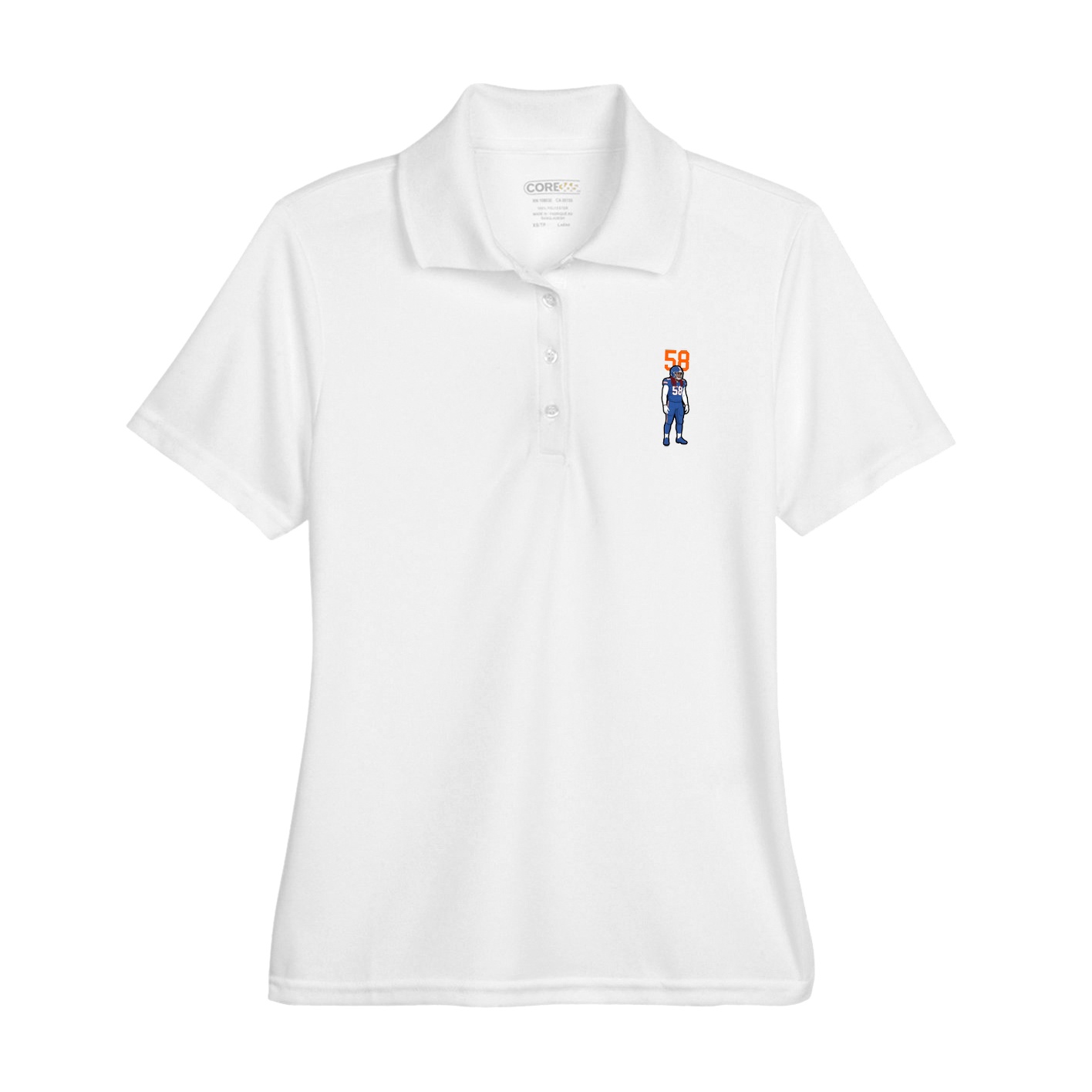 Womens Performance Polo — Number Top in White