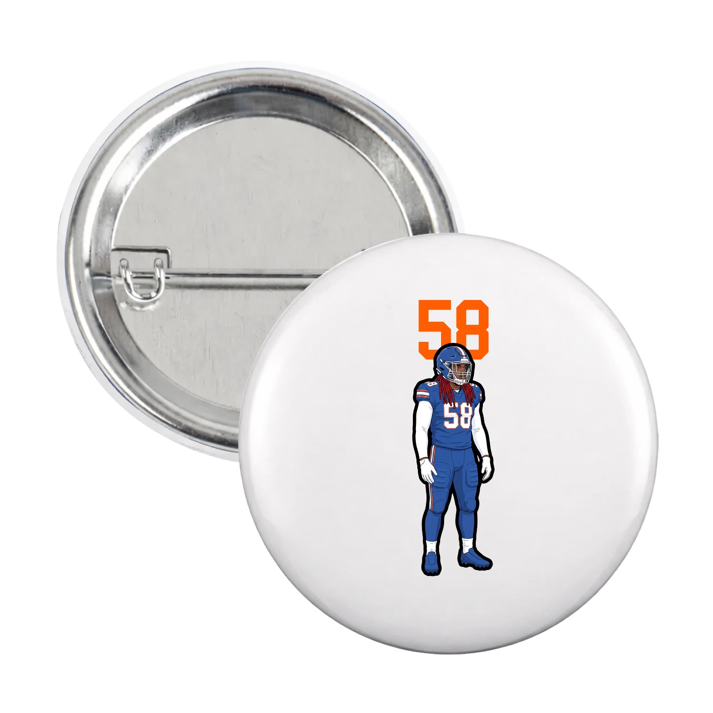 Game Day Button — Number Top in White