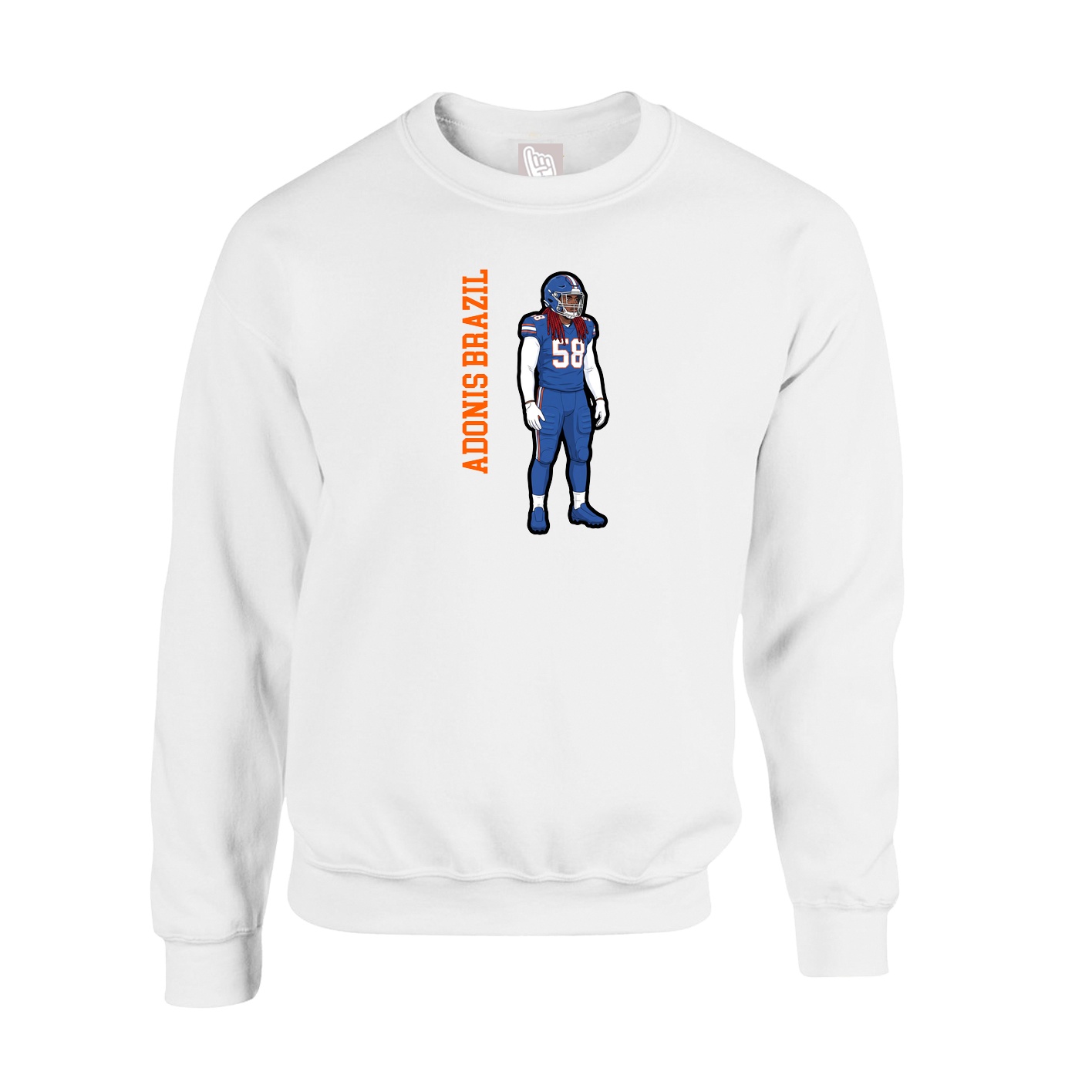 Fleece Crew — Name Vertical in White