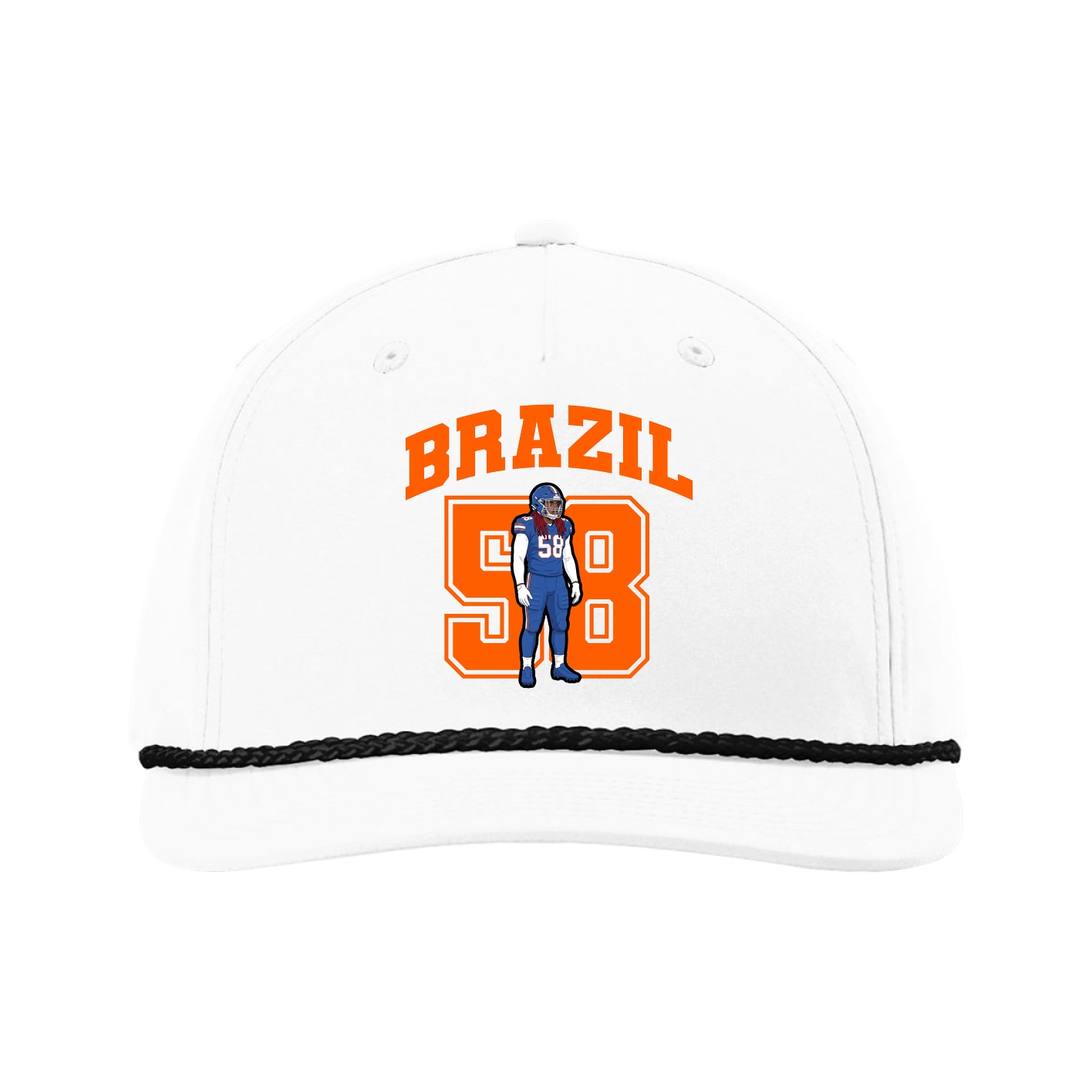 Five-Panel Classic Rope Cap — Number in White