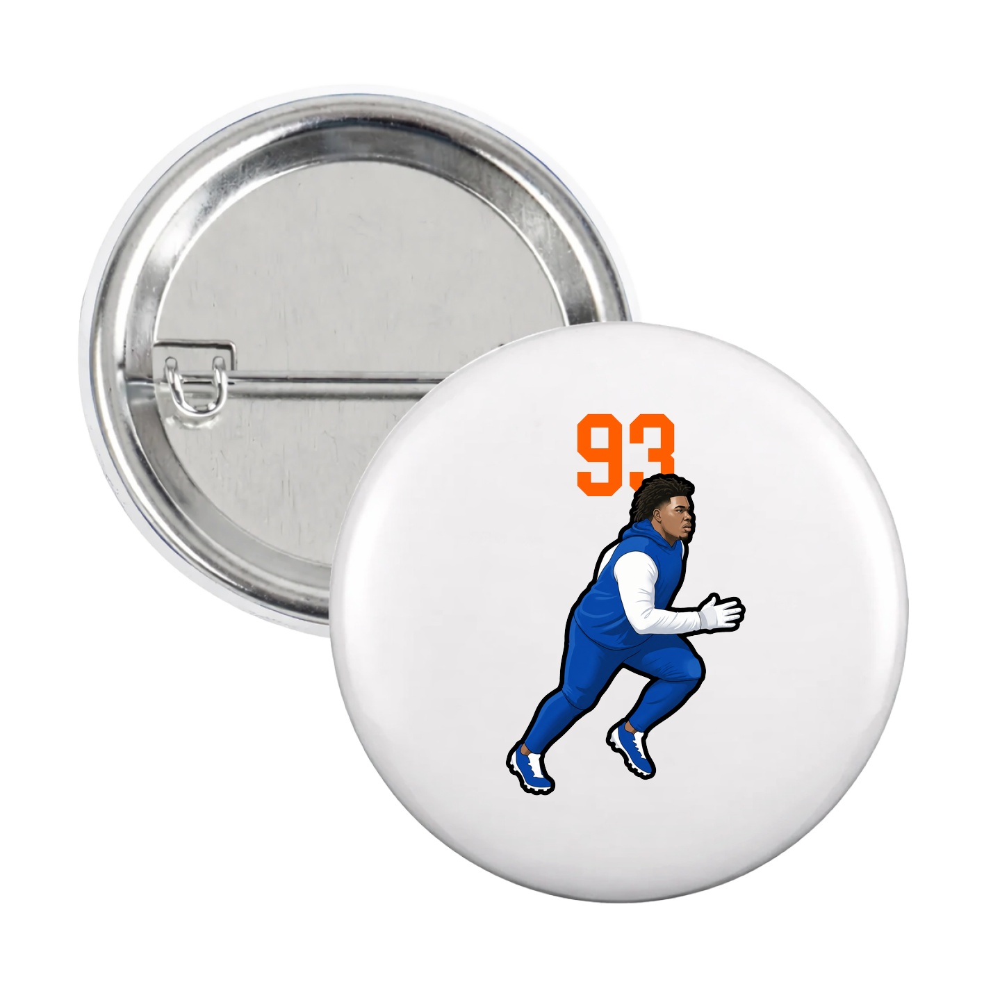Game Day Button — Number Top in White