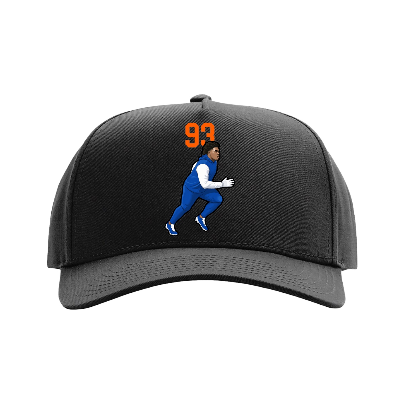 Full Fabric Five-Panel Champ Cap — Number Top in Black