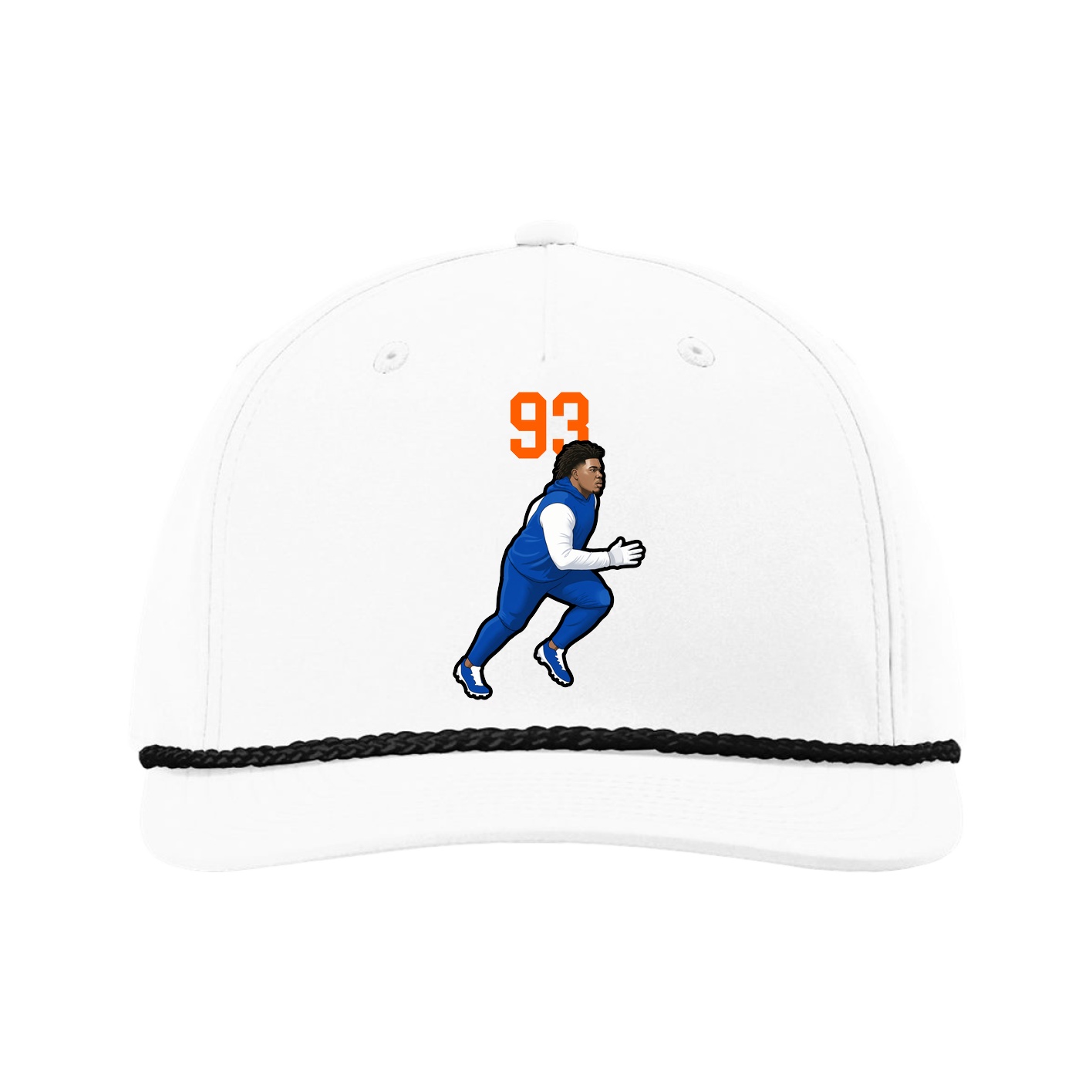 Five-Panel Classic Rope Cap — Number Top in White