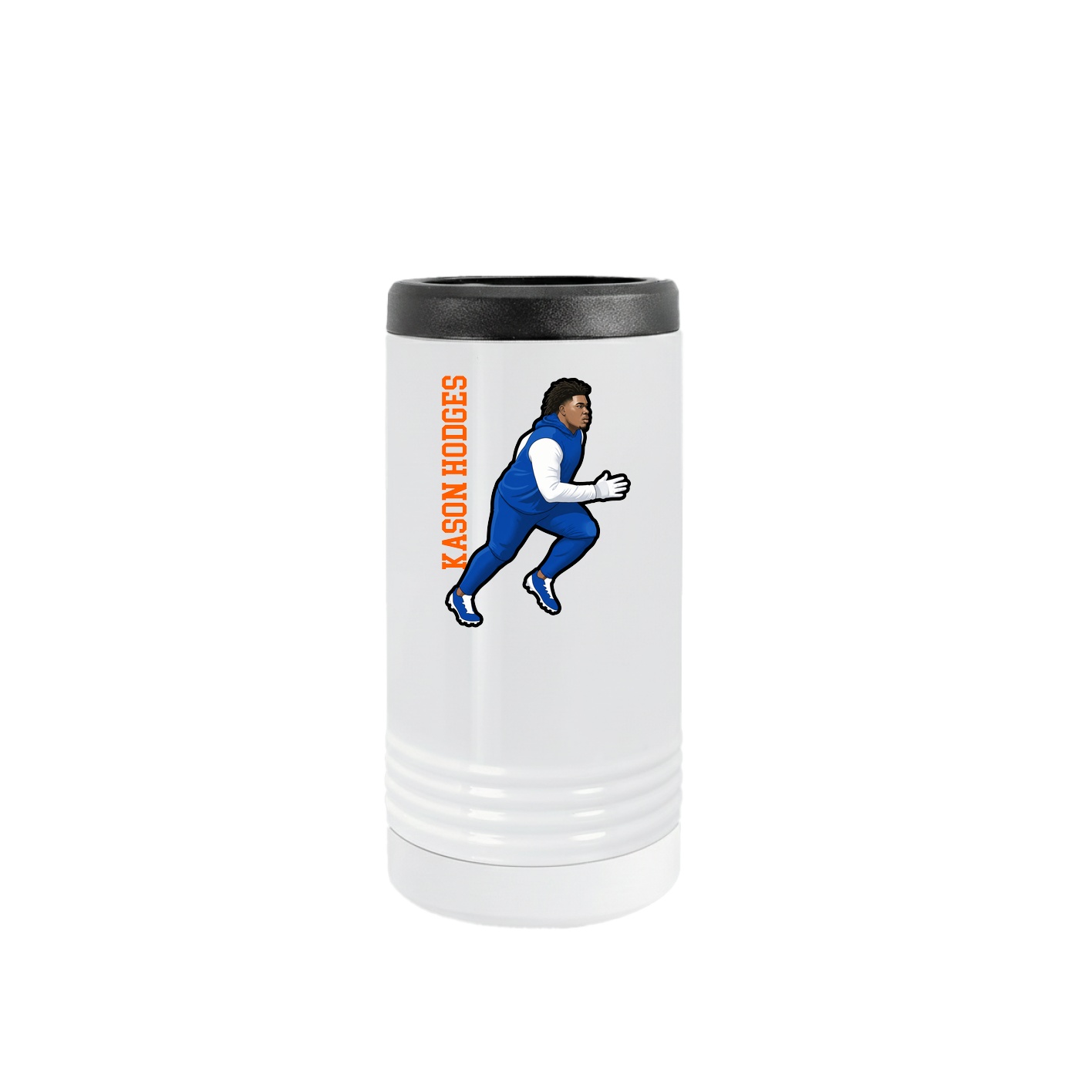 Slim Beverage Holder — Name Vertical in White