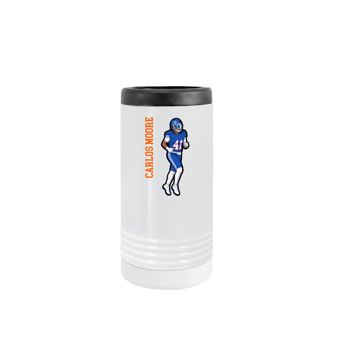 Slim Beverage Holder — Name Vertical in White