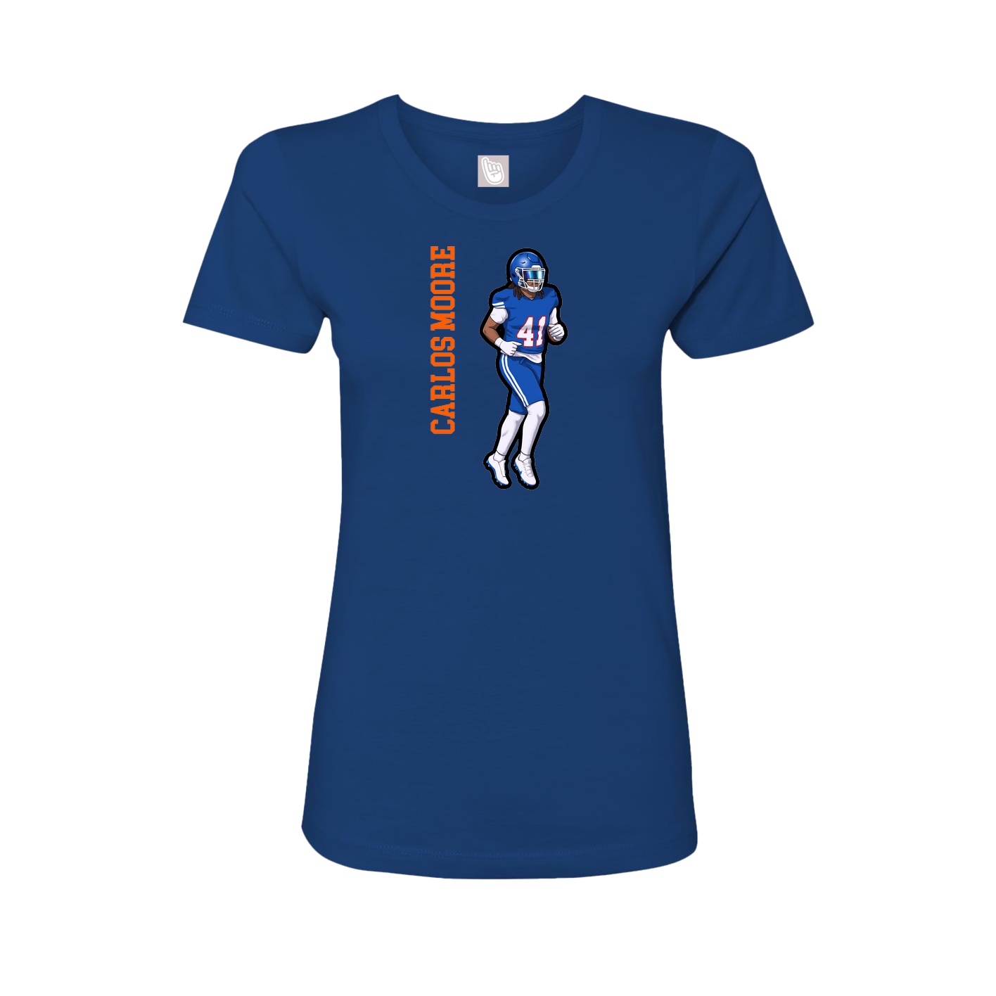 Fitted Women's Tee — Name Vertical in Royal
