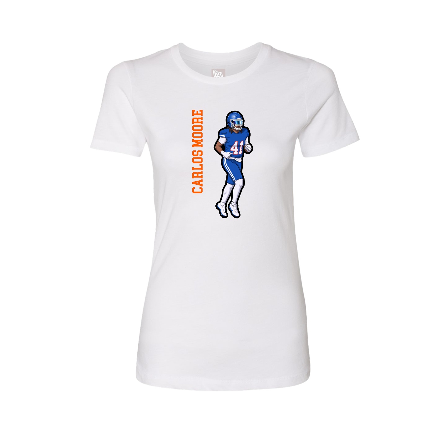 Fitted Women's Tee — Name Vertical in White