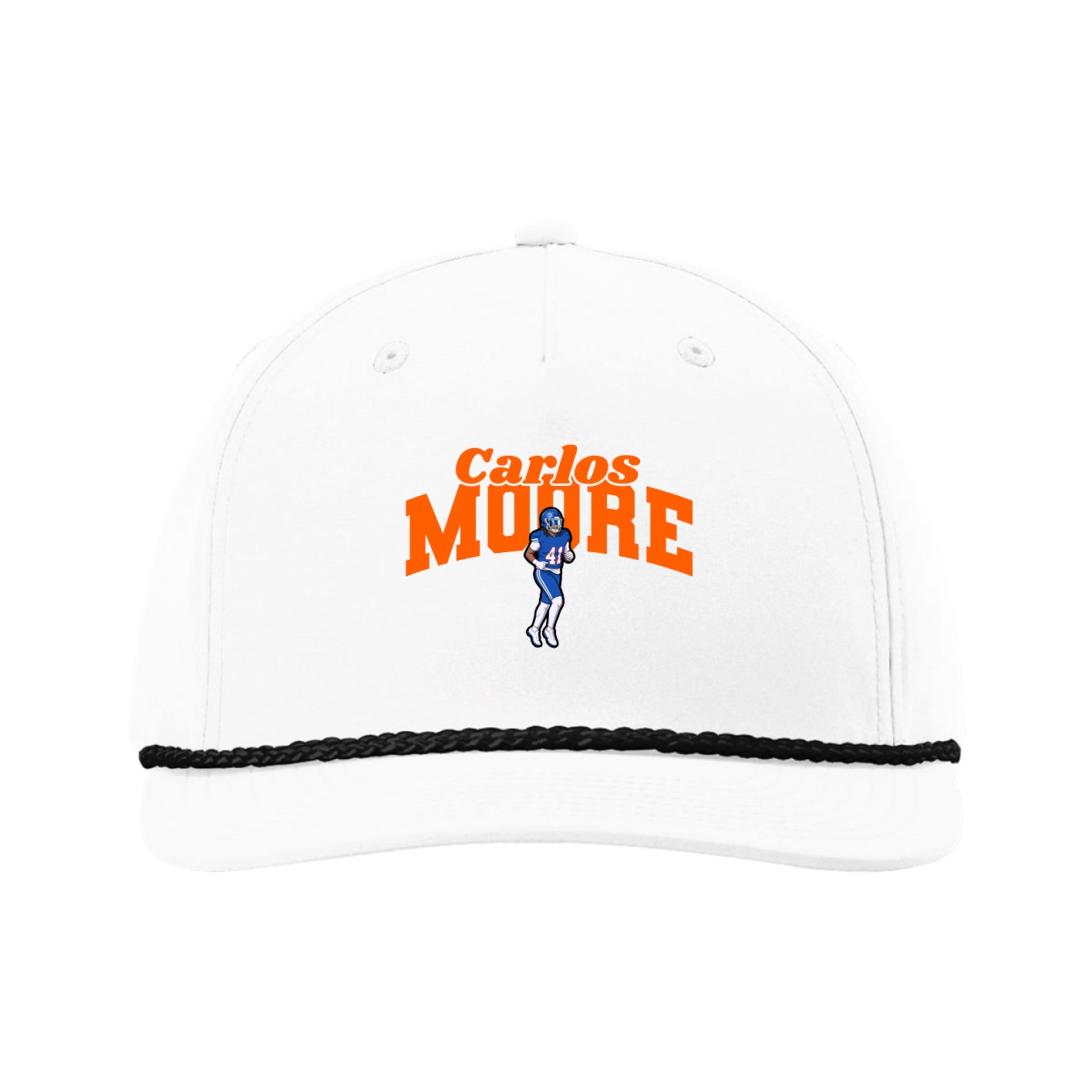 Five-Panel Classic Rope Cap — Signature Arch in White