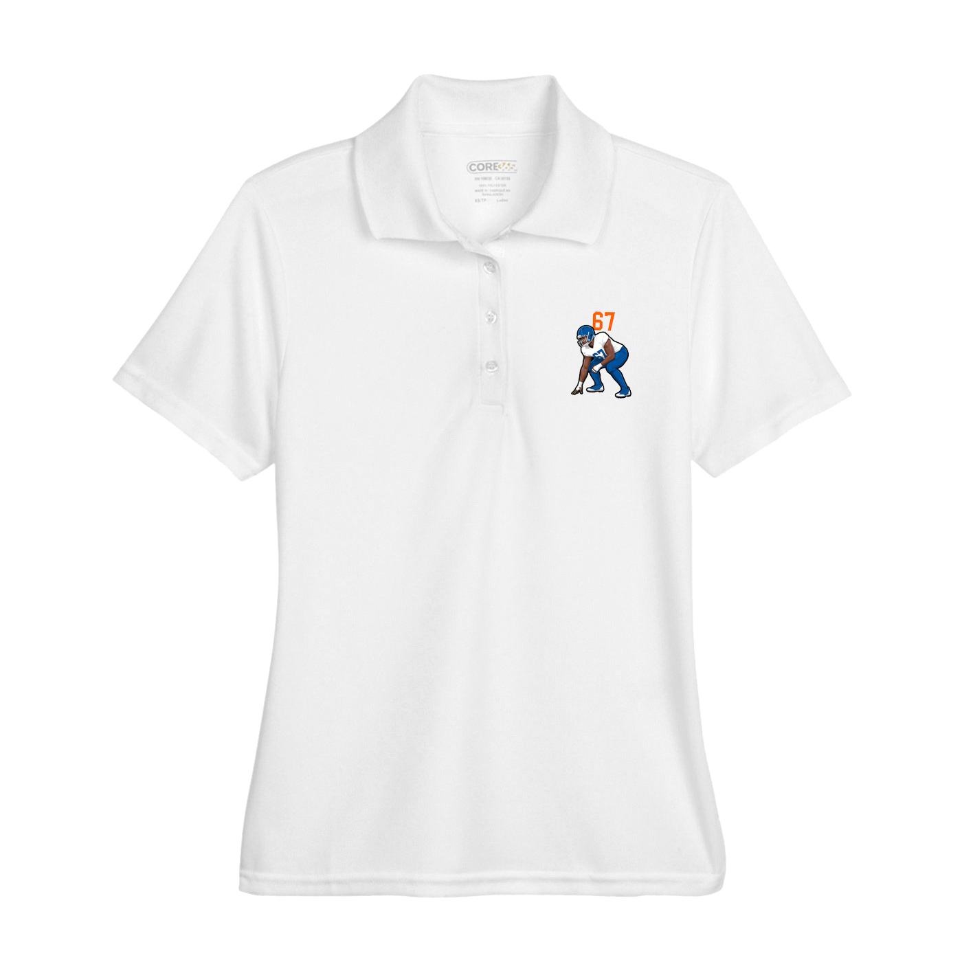 Womens Performance Polo — Number Top in White