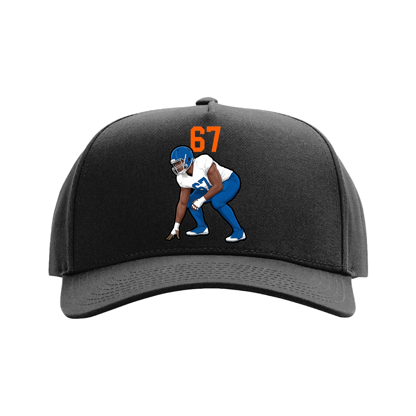 Full Fabric Five-Panel Champ Cap — Number Top in Black