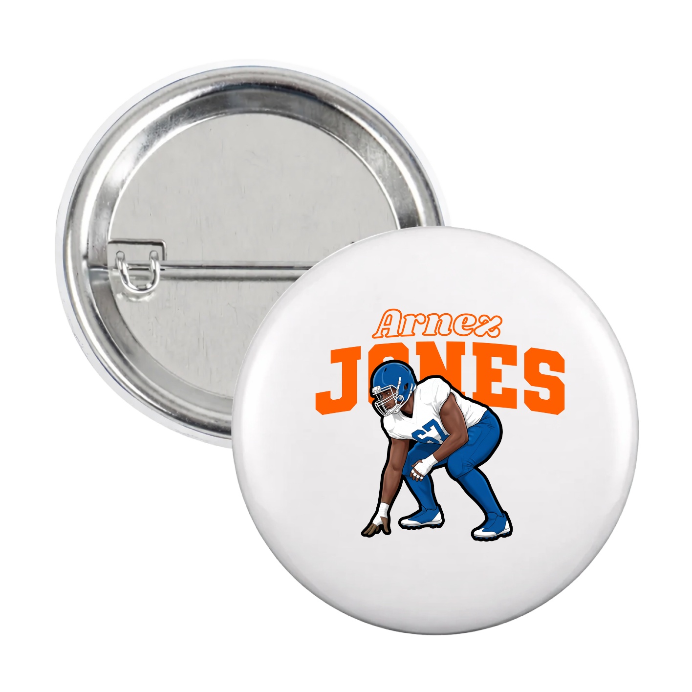 Game Day Button — Name Arch in White