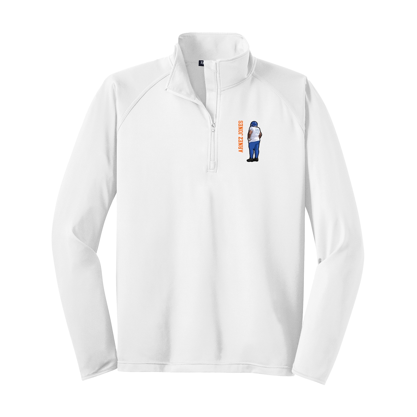 Q-Zip Pullover — Name Vertical in White