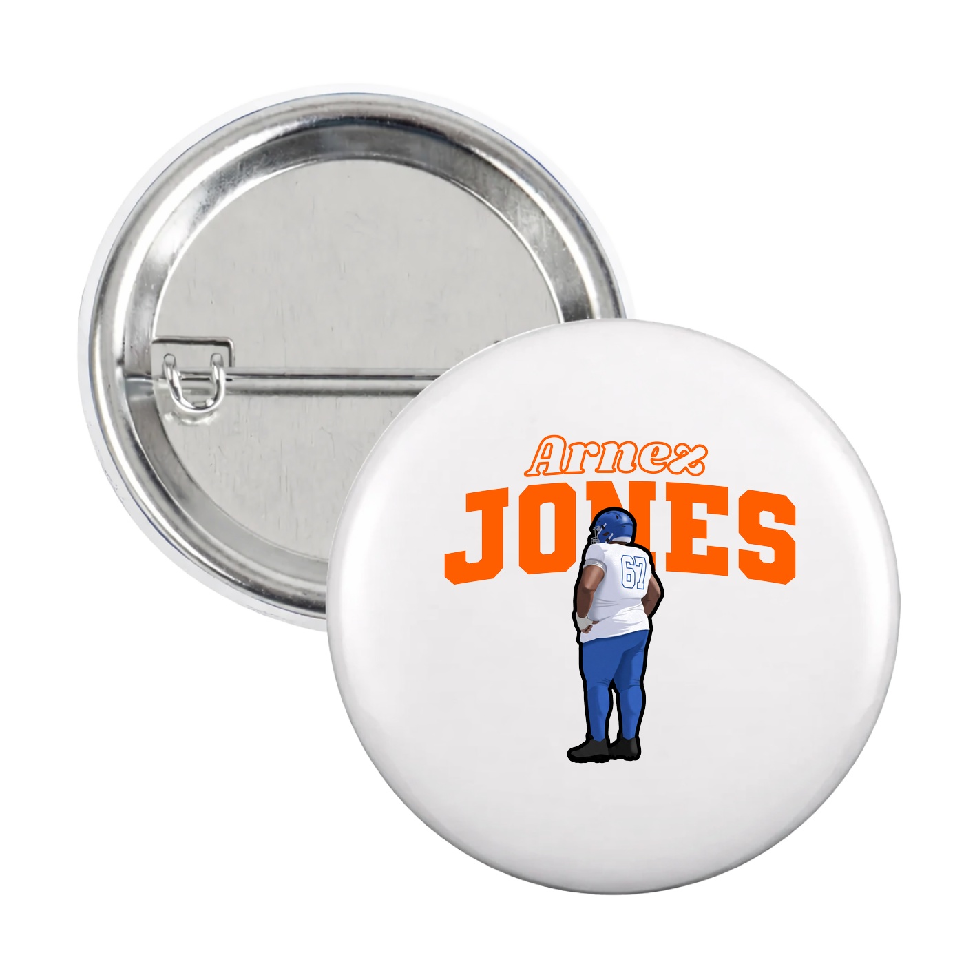 Game Day Button — Name Arch in White