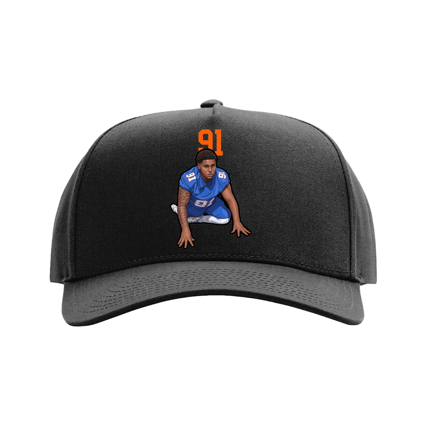 Full Fabric Five-Panel Champ Cap — Number Top in Black