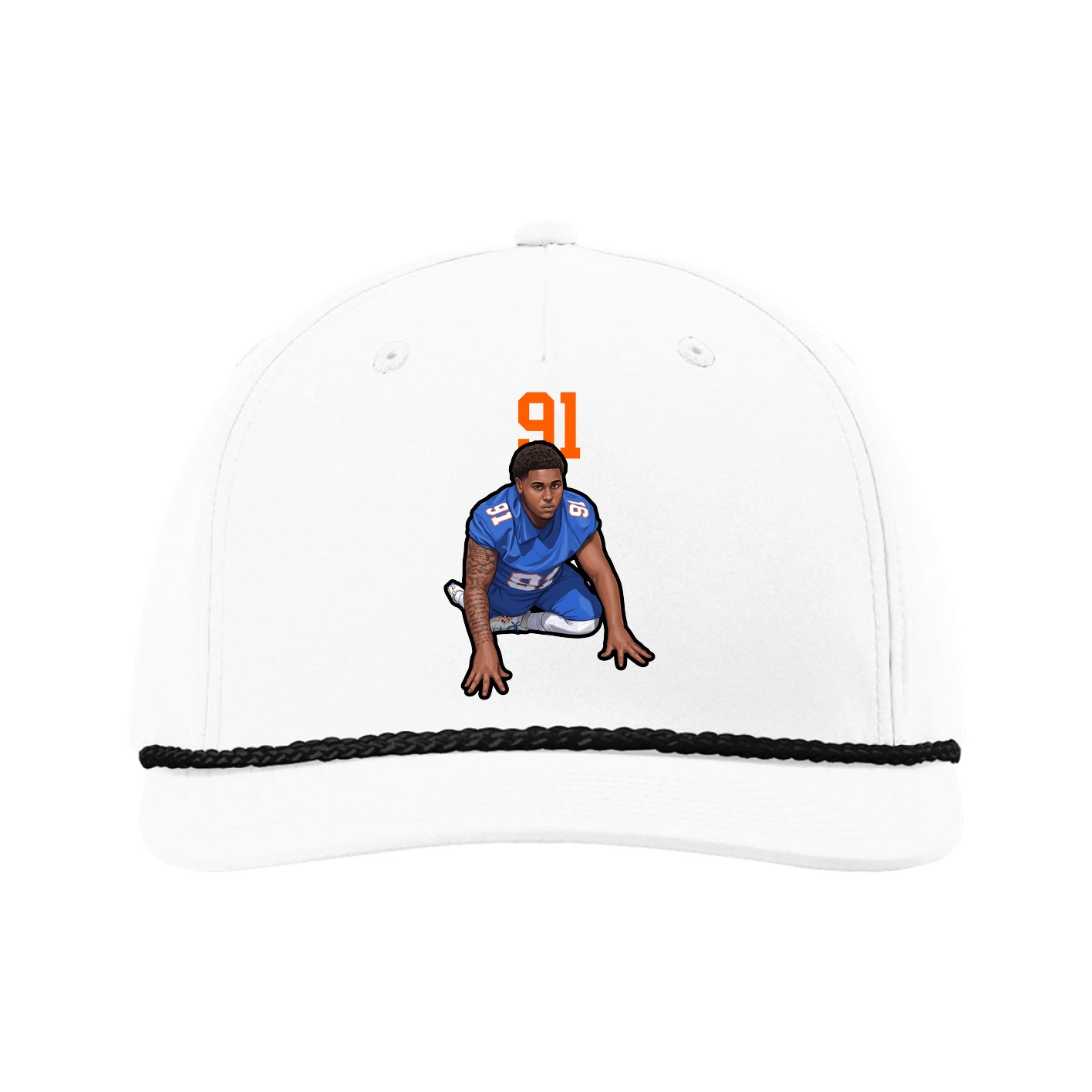 Five-Panel Classic Rope Cap — Number Top in White