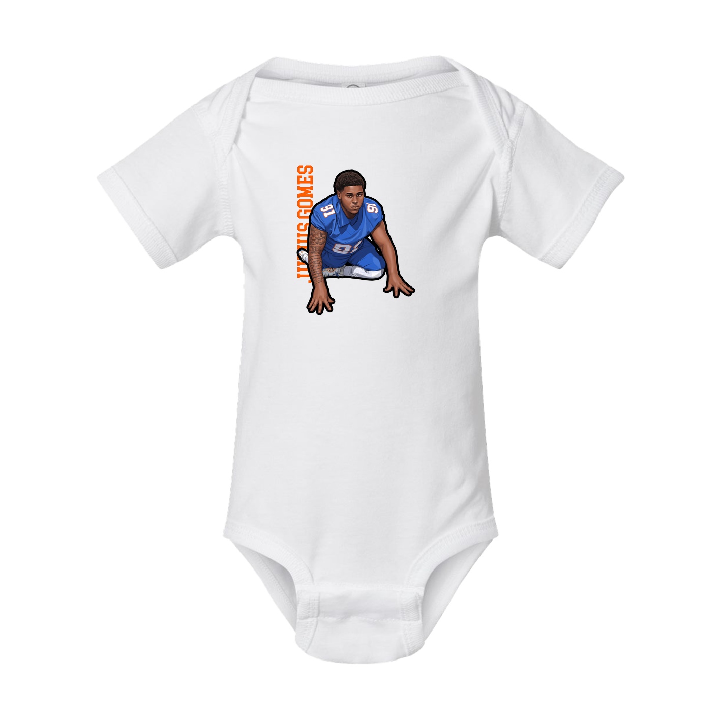 Baby Onesie — Name Vertical in White