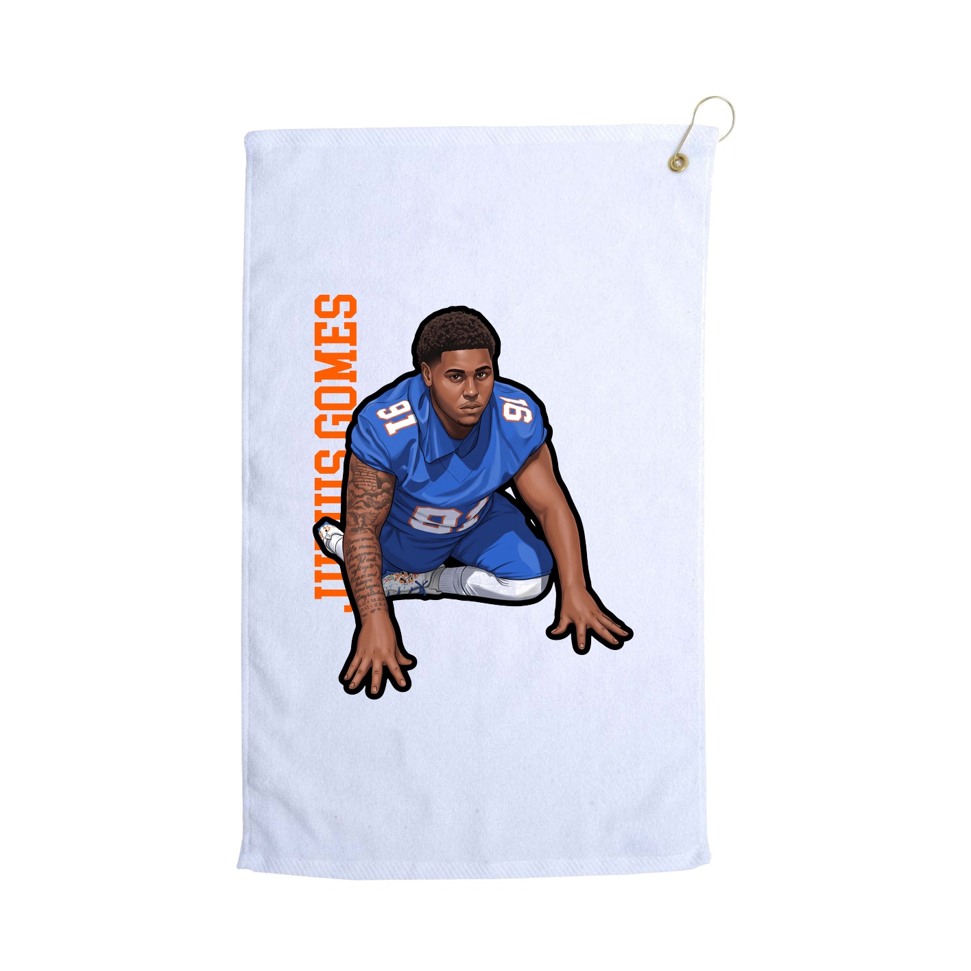 Golf Towel — Name Vertical in White