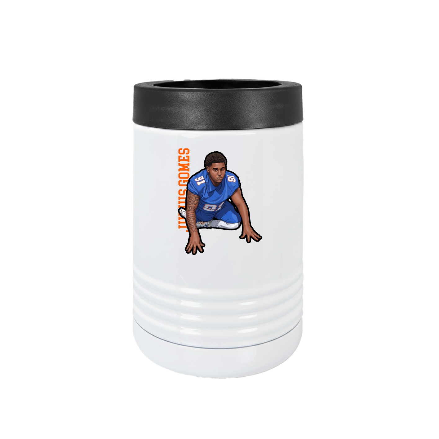 Beverage Holder — Name Vertical in White