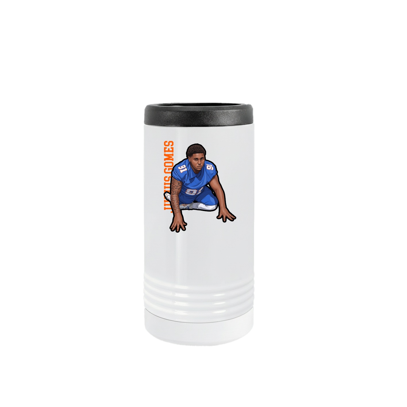 Slim Beverage Holder — Name Vertical in White