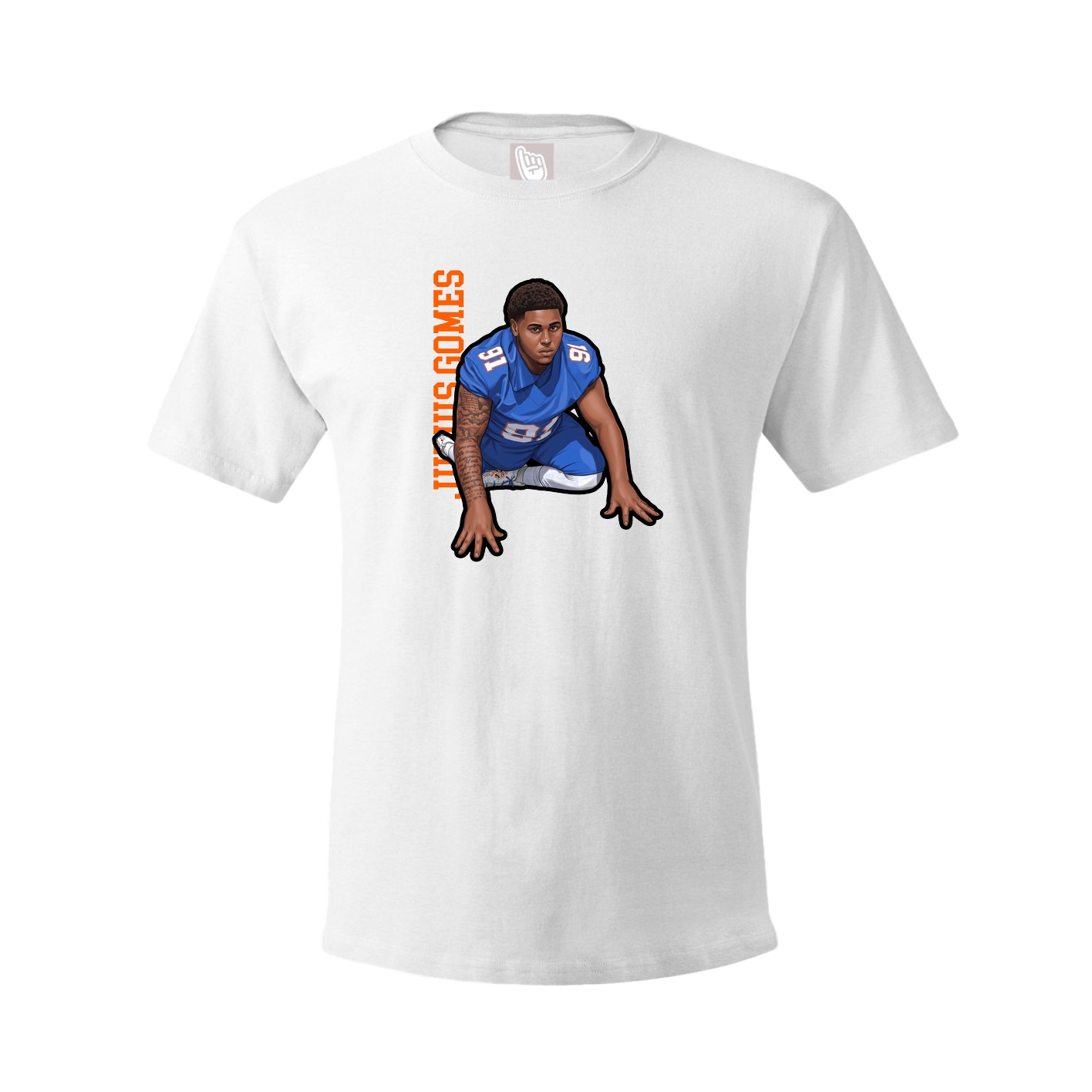 Tee — Name Vertical in White