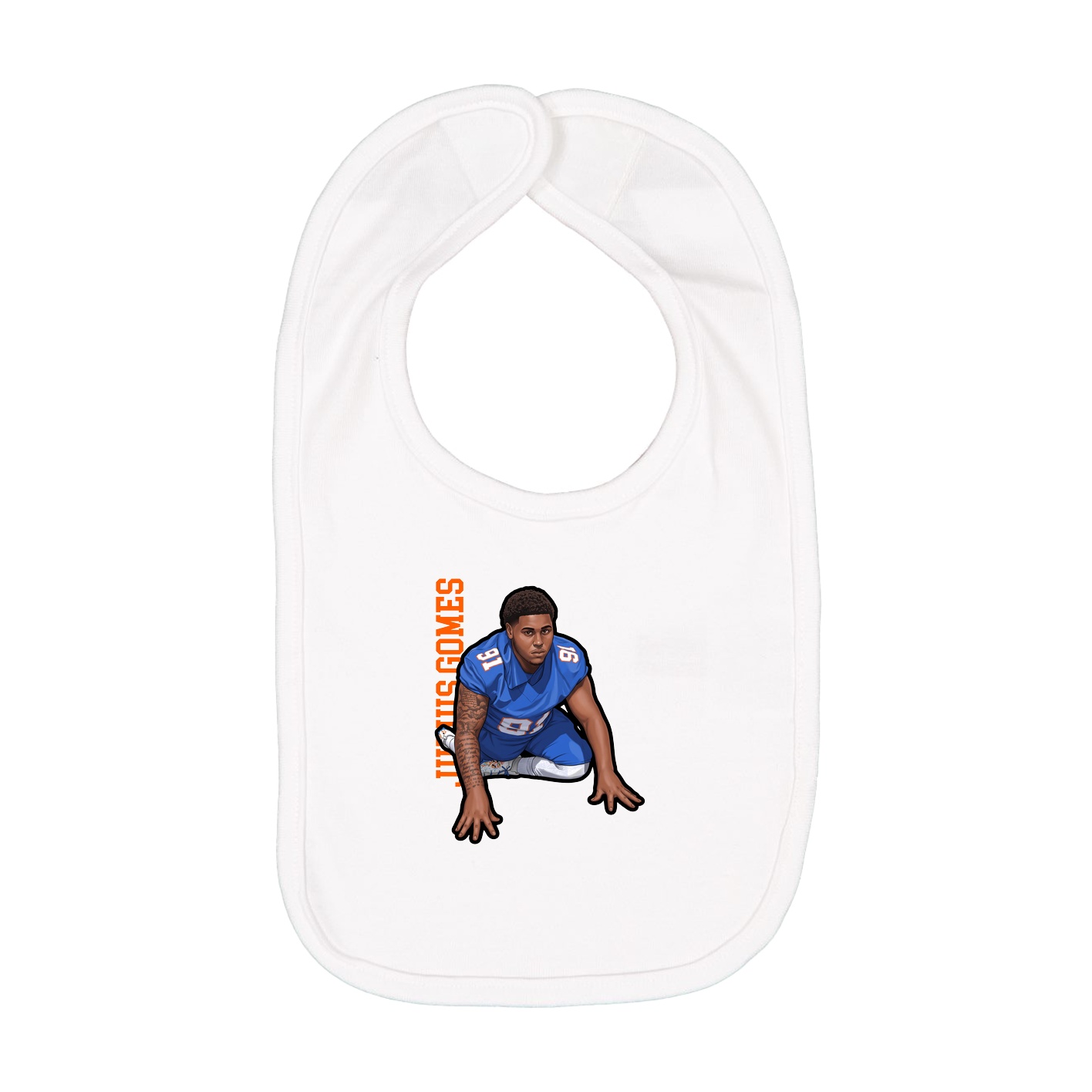 Infant Bib — Name Vertical in White