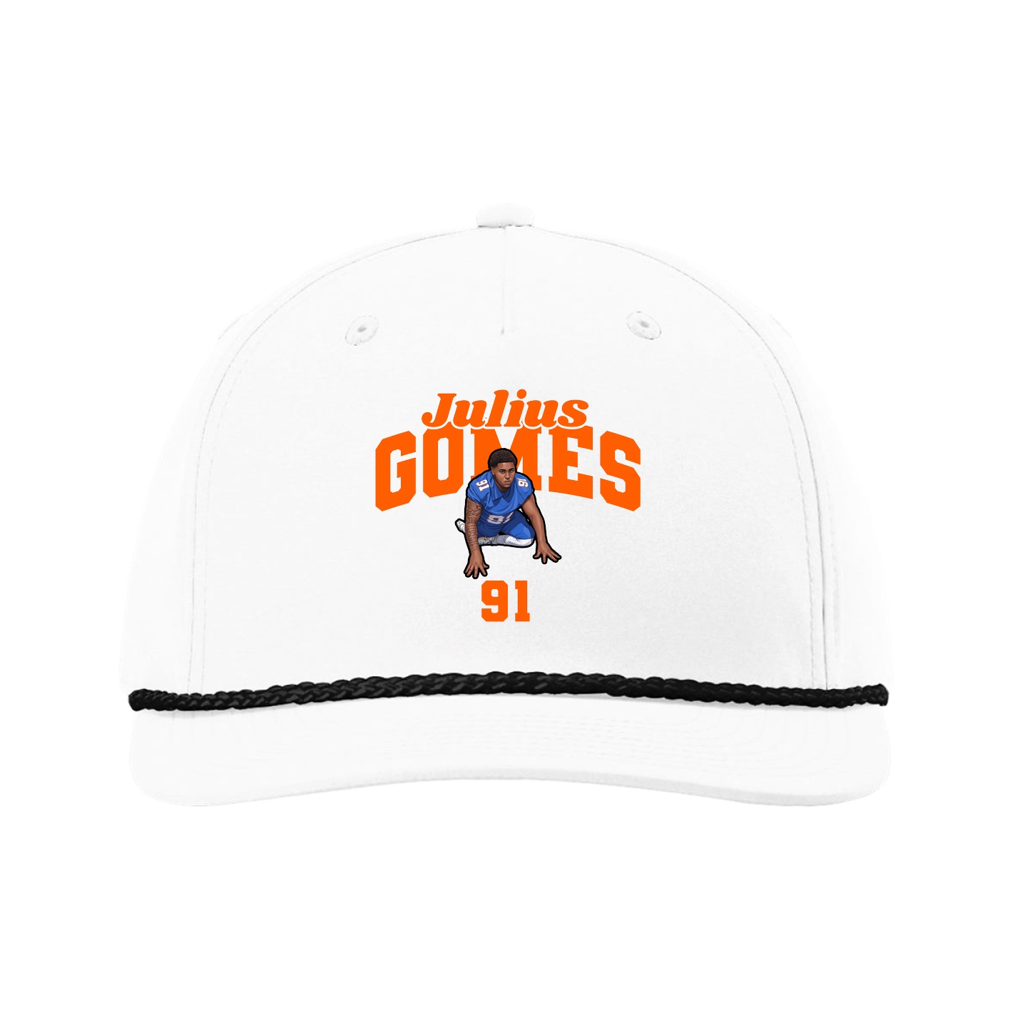 Five-Panel Classic Rope Cap — Signature Arch in White