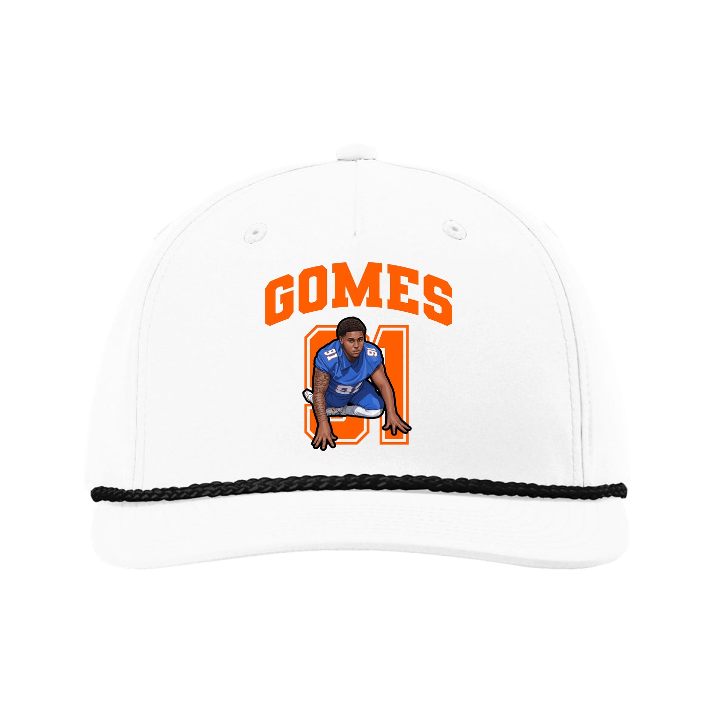 Five-Panel Classic Rope Cap — Number in White