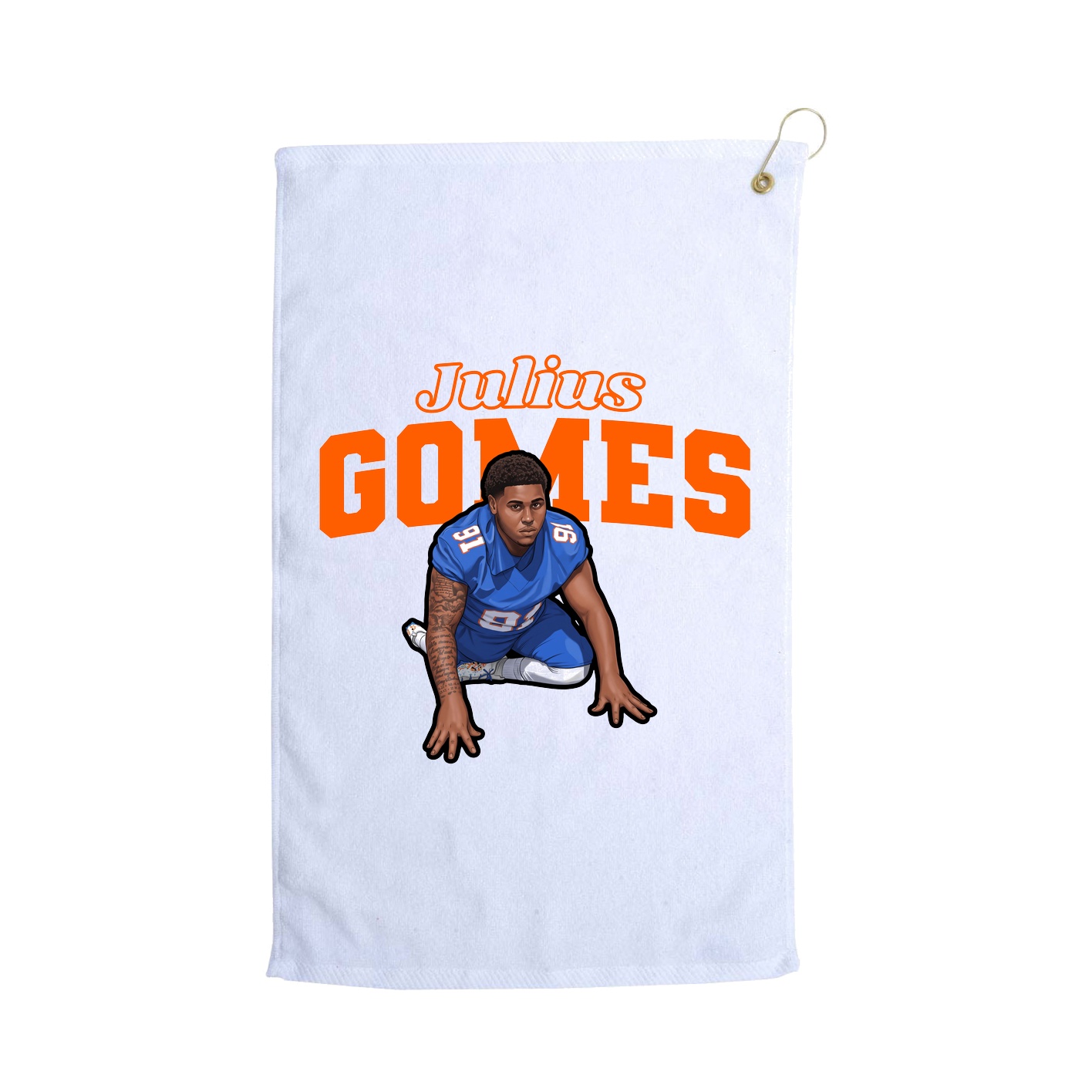 Golf Towel — Name Arch in White