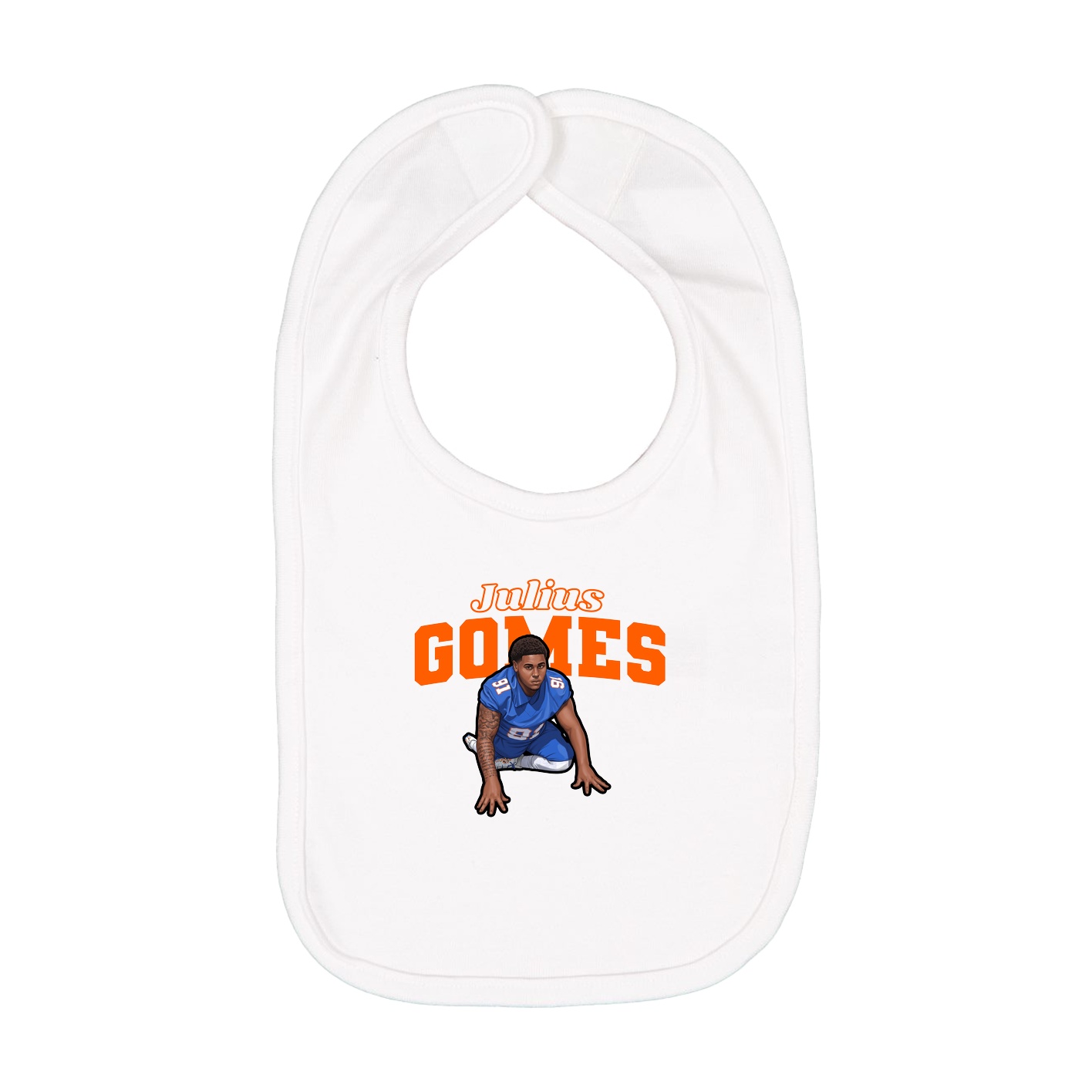 Infant Bib — Name Arch in White