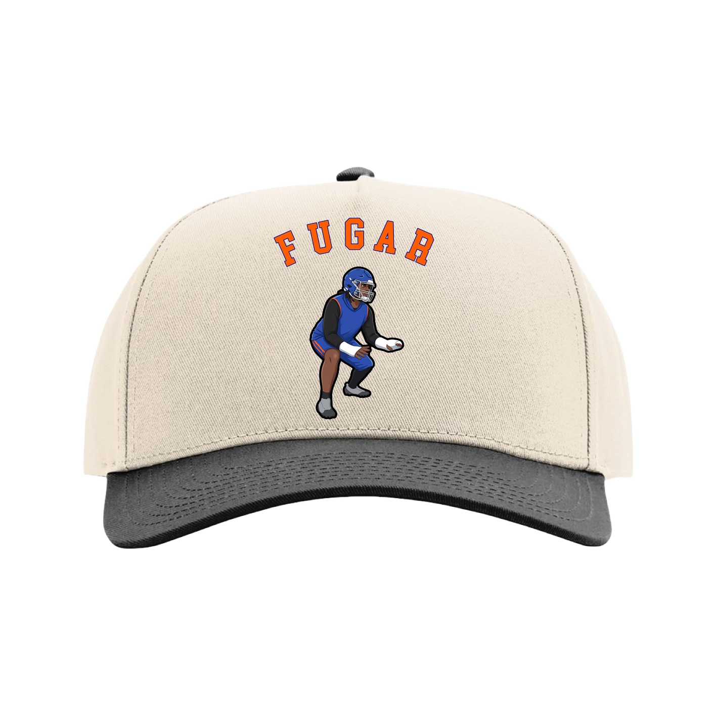 Full Fabric Five-Panel Champ Cap — Shirsey Arch in Cream/Black