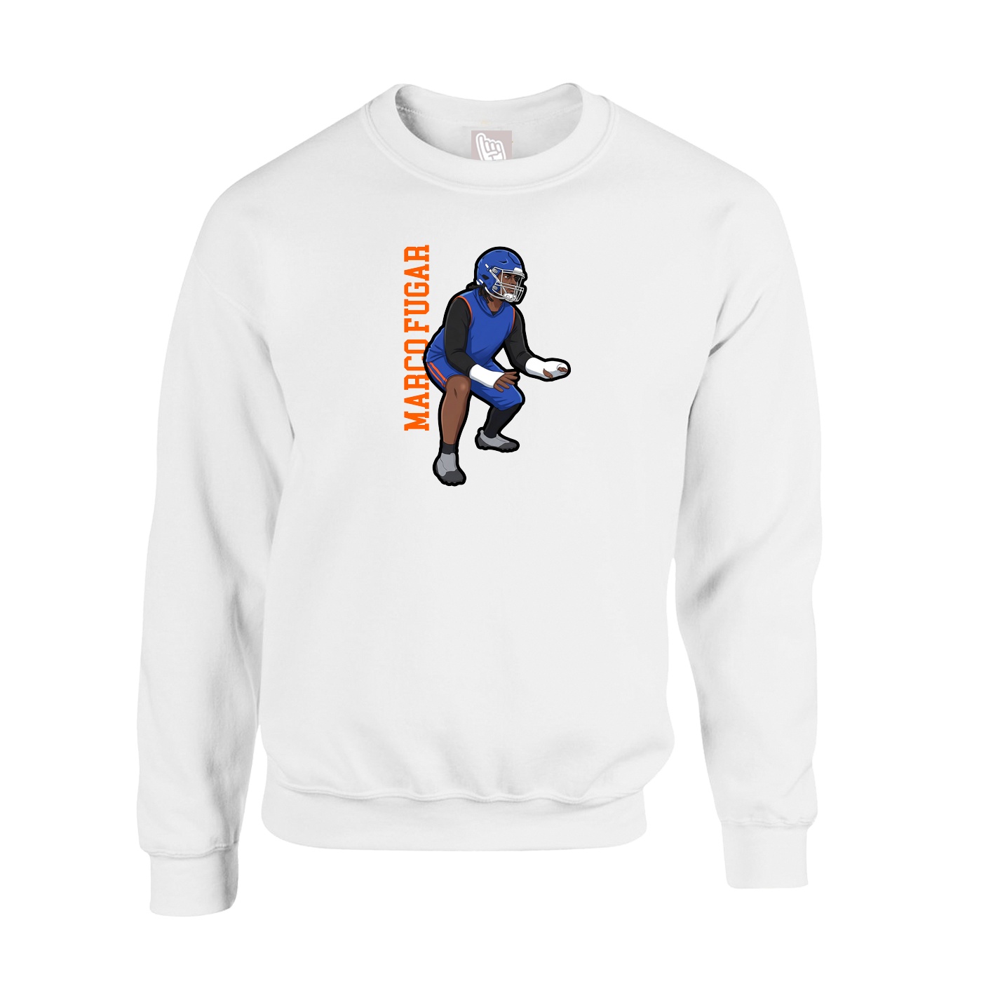 Fleece Crew — Name Vertical in White
