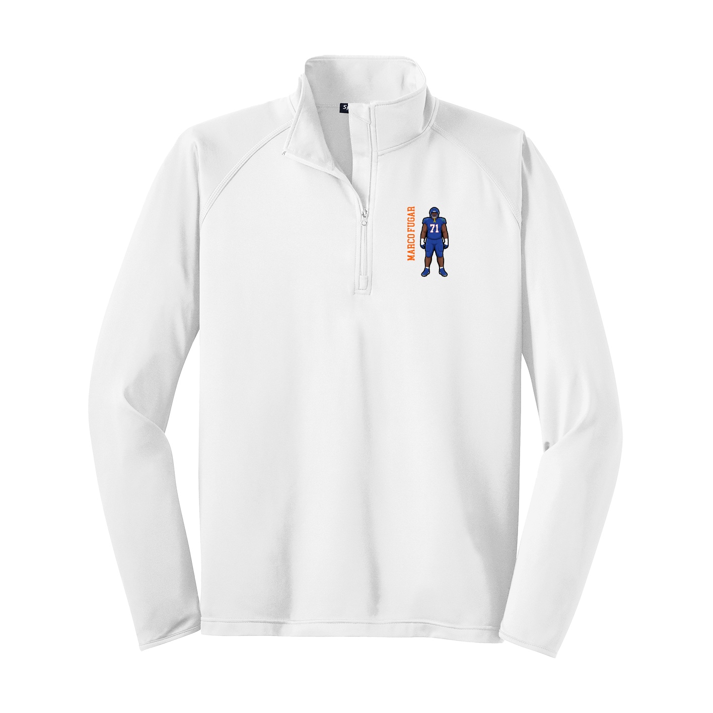 Q-Zip Pullover — Name Vertical in White