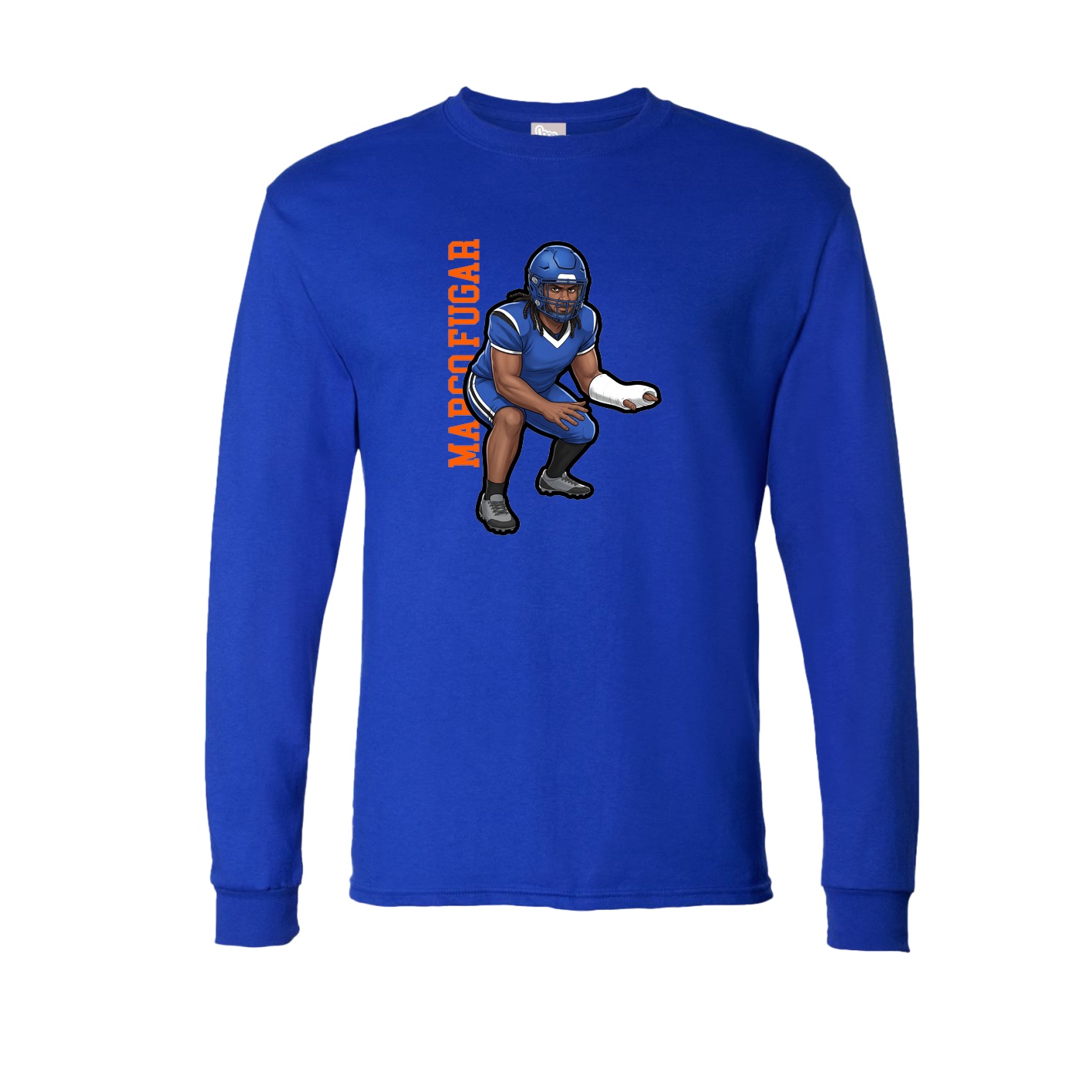 Long Sleeve Tee — Name Vertical in Royal
