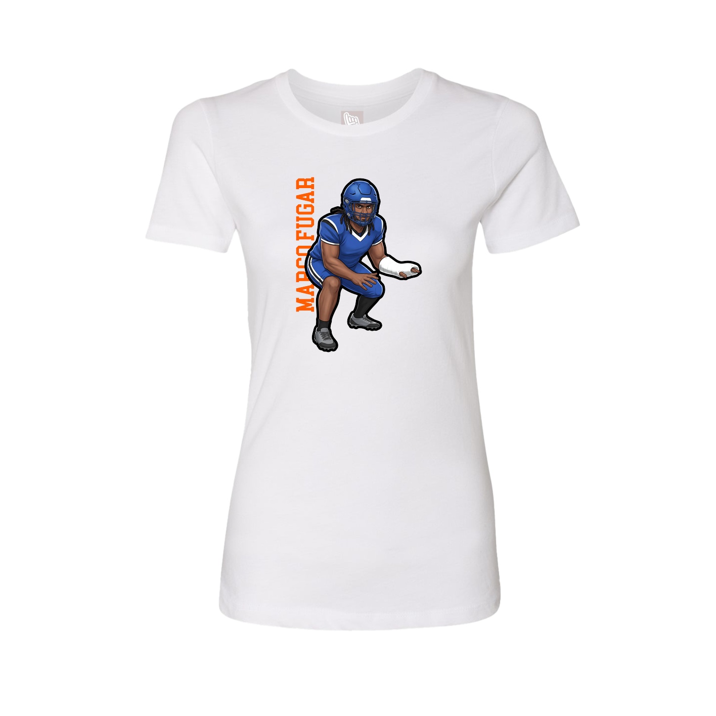 Fitted Women's Tee — Name Vertical in White